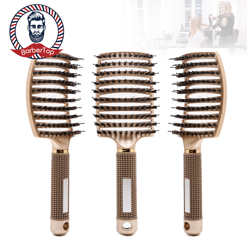 Best of Barber Hair Comb Scalp Massage Brush Bristle Women Wet Curly Detangle Hairbrush Salon Hairdressing Styling Tool Reviews & Tips