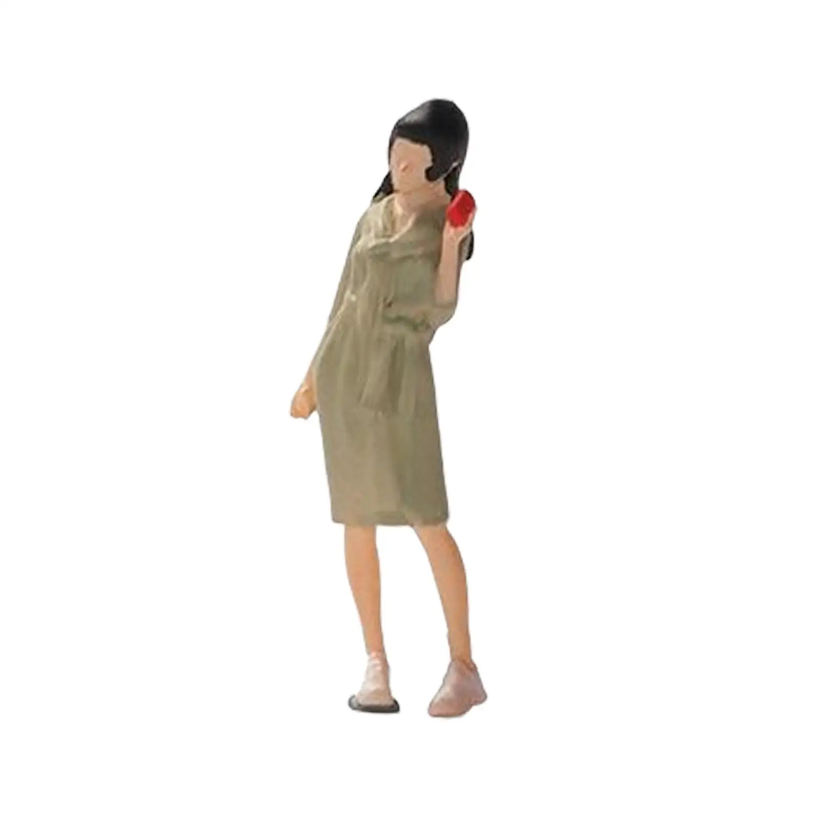 Painted Figures Architectural Realistic with Cola Resin Role Play Figure Girl People Figurine for Miniature Scene Sand Table