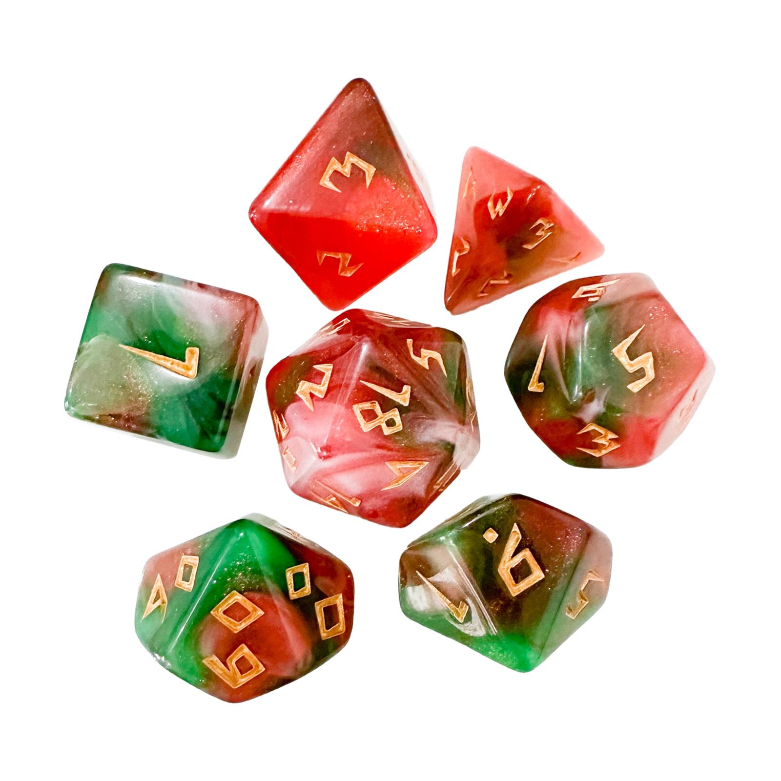 7 Pieces Polyhedral Dice Handmade D4 D6 D8 D10 D12 D20 for Family Gatherings Board Game Entertainment Toy Role Playing Party