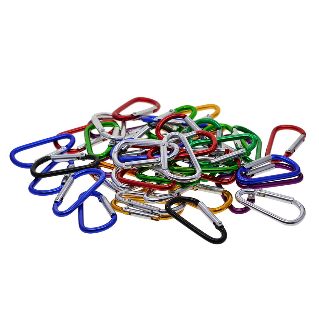 50pcs carabiner key chain D ring snap hook for climbing, camping, hiking