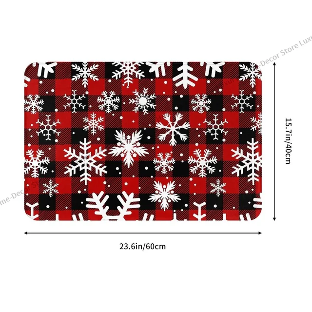 Christmas Red And Black Plaid Snowflake Elk Sleigh Print - Temu