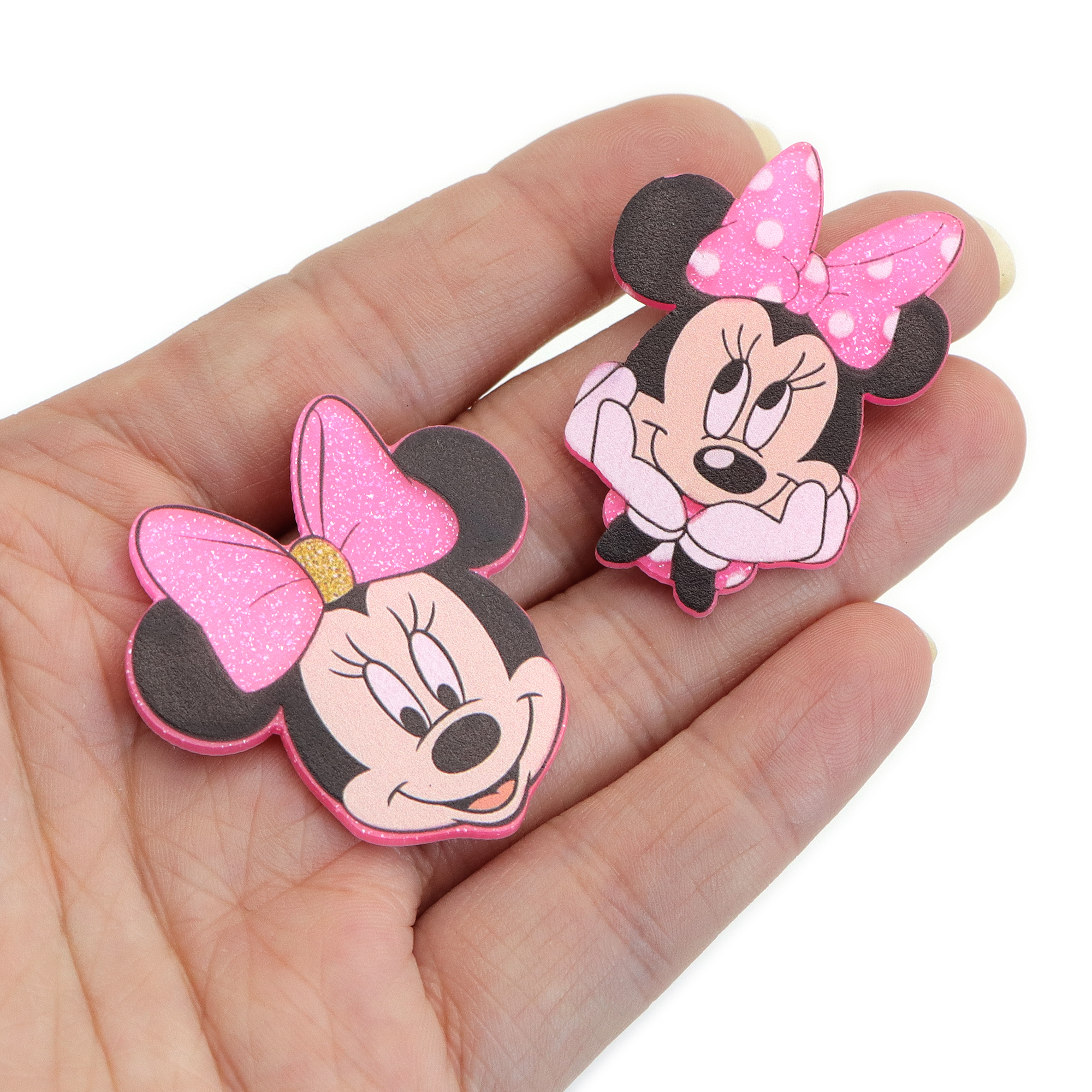 Description Picture 2 of item5pcs Disney Minnie MariGlitter Acrylic Flatback Planar Resin Craft Supplies Cabochon Scrapbook DIY Hair Bow Bag Material Acrylic