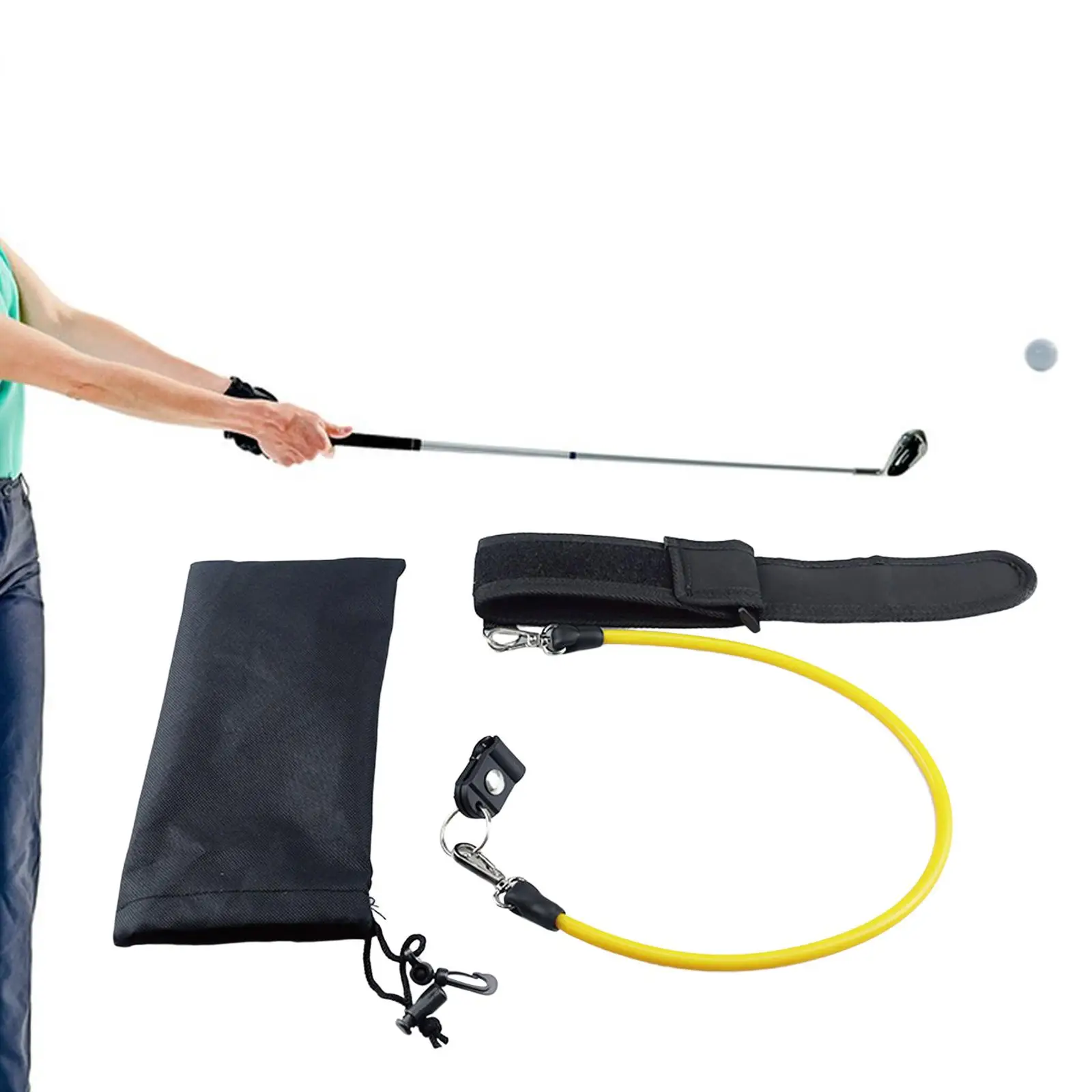 Golf Swing Tension Belt Elastic Cord and Arm Strap Golf Practice Equipment Lightweight with Organizer Bag Accessory Durable