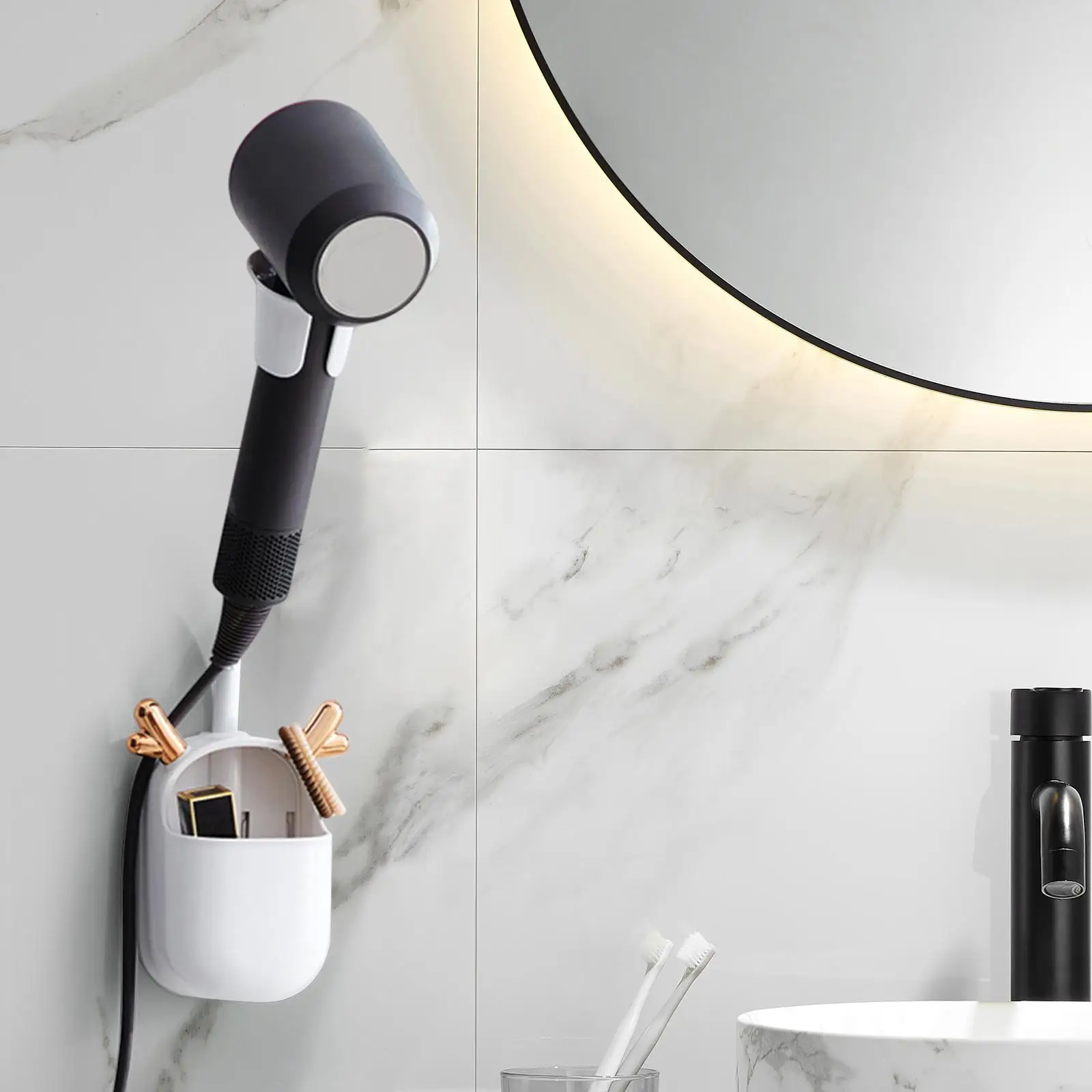 Hair Dryer Bracket Punch Free Styling Care Tool Organizer Blow Dryer Holder for Hotel Toilet Home Decoration