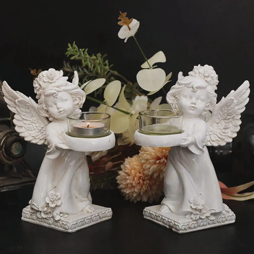 Nordic Angel Candle Holder, Angel Figurines Tealight Candle Holder for Wedding Church Remembrance Bereavement Decoration