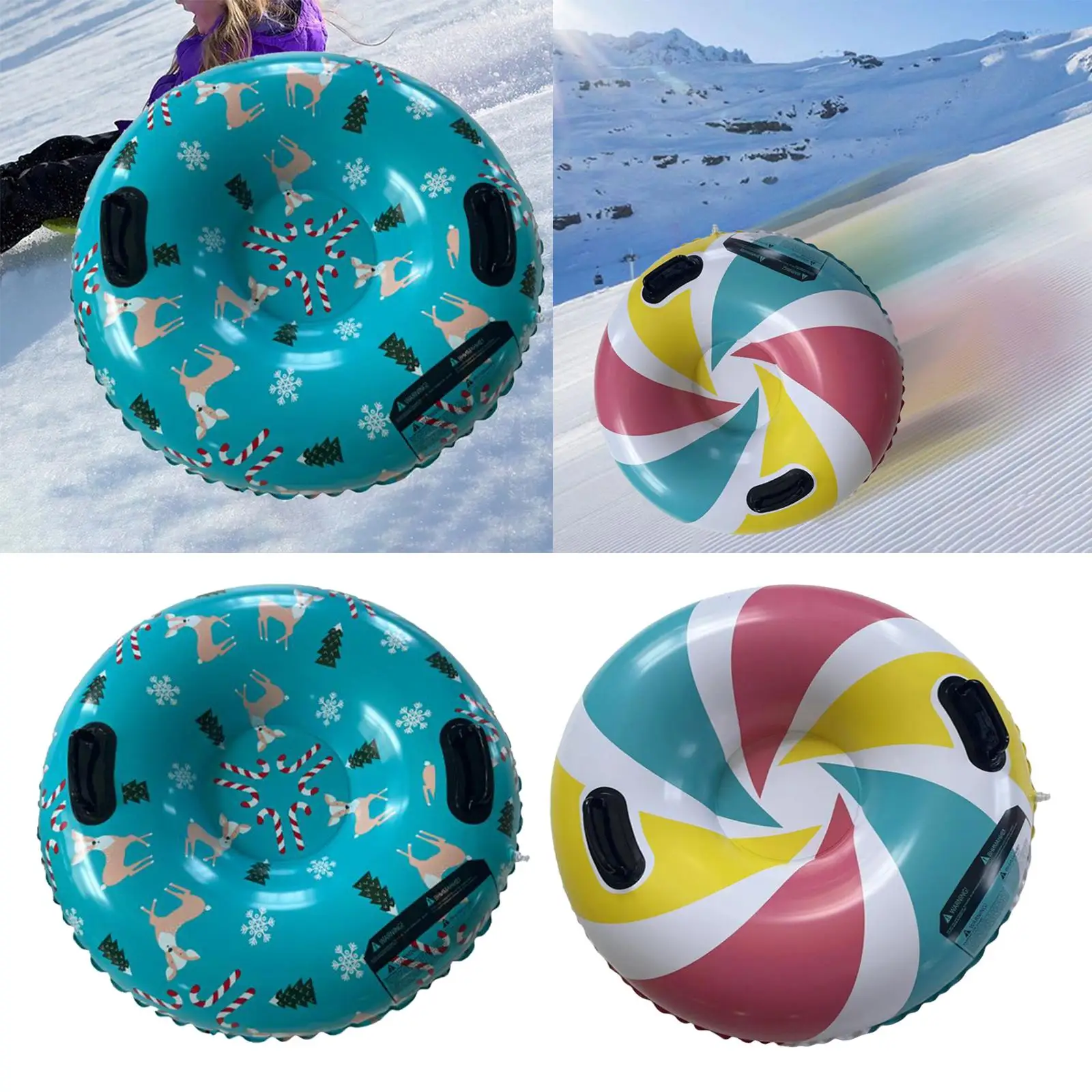 Foldable Winter Snow Tube 35.83inch Tube Sledding Skiing Inflatable Sled