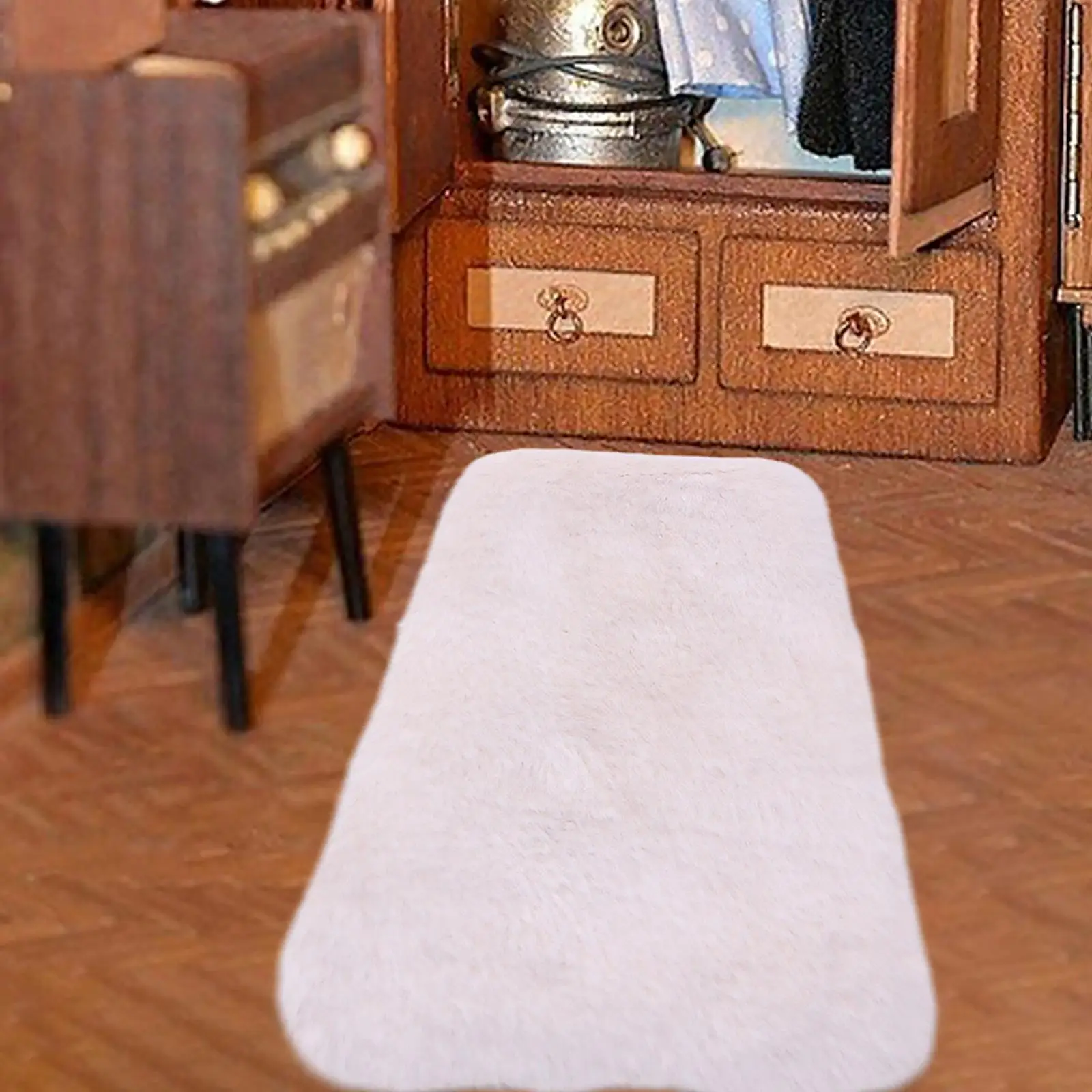 1:12 Scale Mini Plush Carpet Scene Scenery Supplies Furniture Accessories Dollhouse Area Rug for Bathroom Bedroom Ornaments