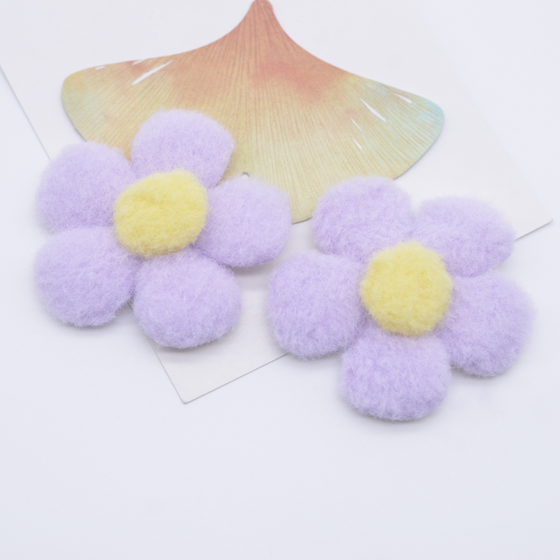16 Stück 55 mm gepolsterte Plüsch-Blumen-Applikationen für DIY-Kopfbedeckungen, Haarspangen, Schleife, Dekor, Zubehör, Kleidung, Hut, Schuhe, Nähflicken – Detail 5