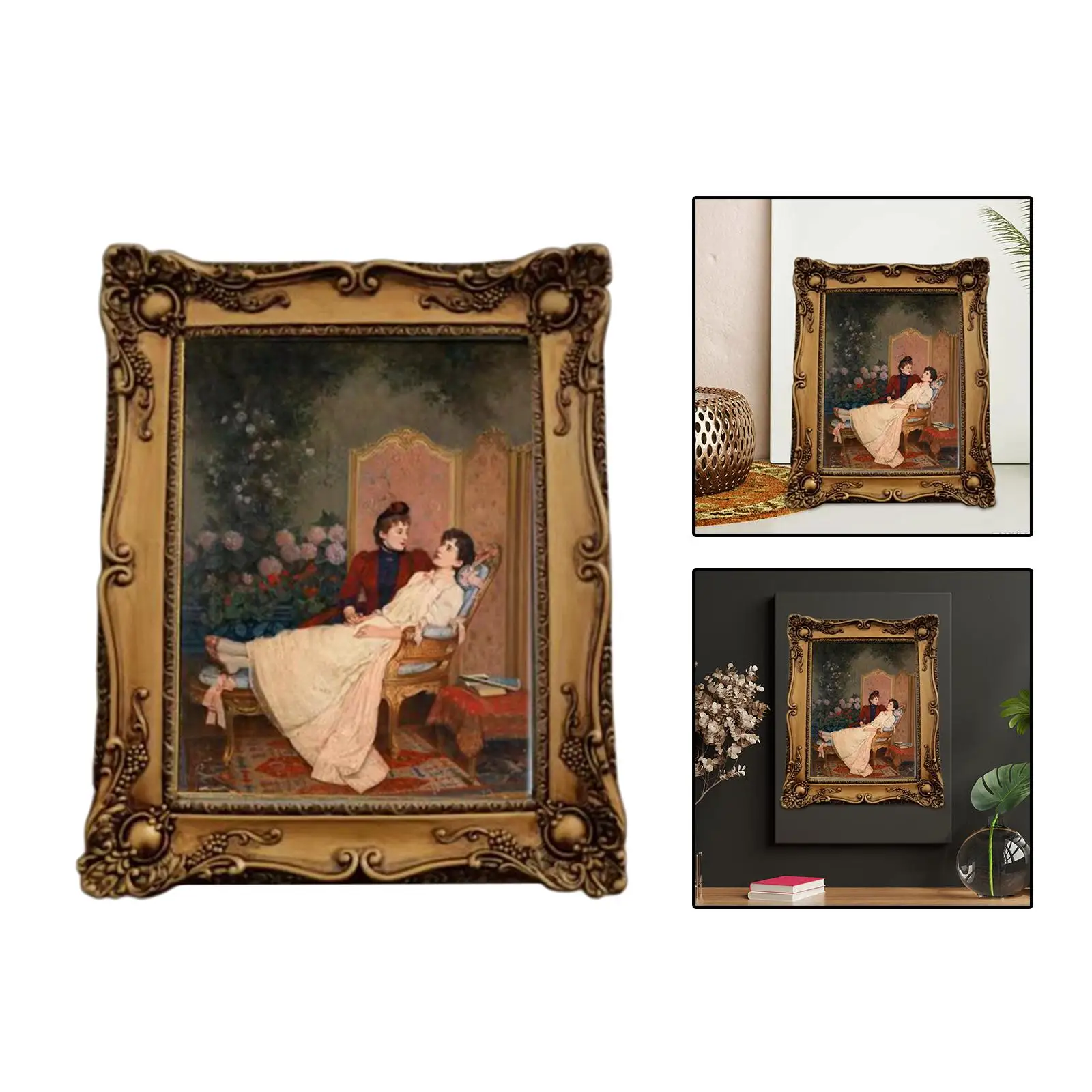 photo Display frame Desktop Embossed Rectangle Ornament 12inch for Farmhouse Office Portrait Room