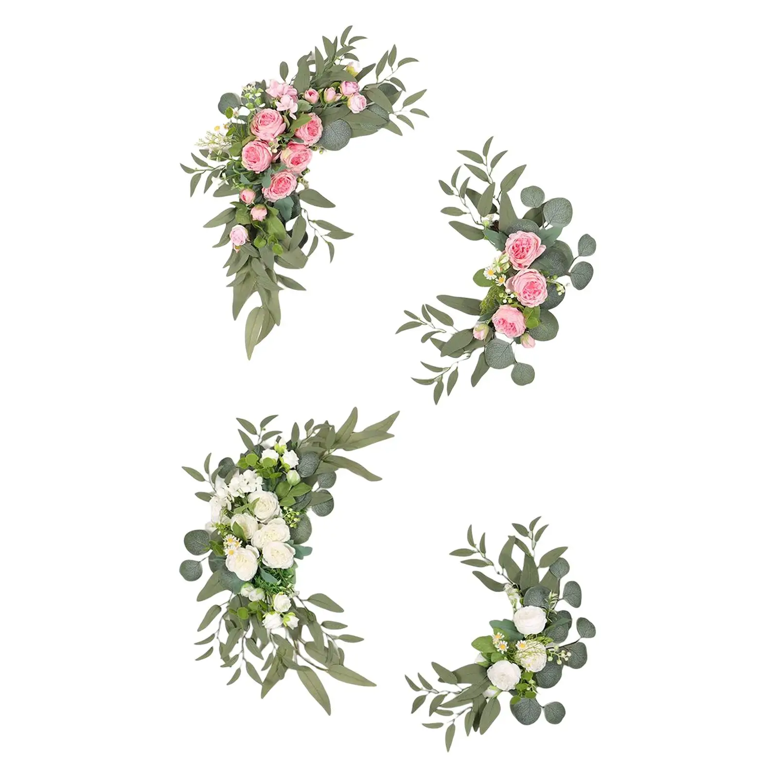 2x Artificial Flower Swag Floral Swag Backdrop Decorative Wedding Arch Flowers for Backdrop Table Party Front Door Decoration