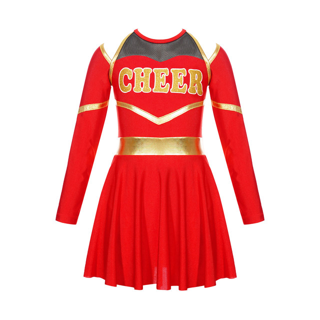 Kids Girls Shiny Drill uniforme Da Cheerleader Costume Da ballo manica  lunga con scollo tondo e spalle scoperte uniforme Cosplay Cheerleader Da -  AliExpress