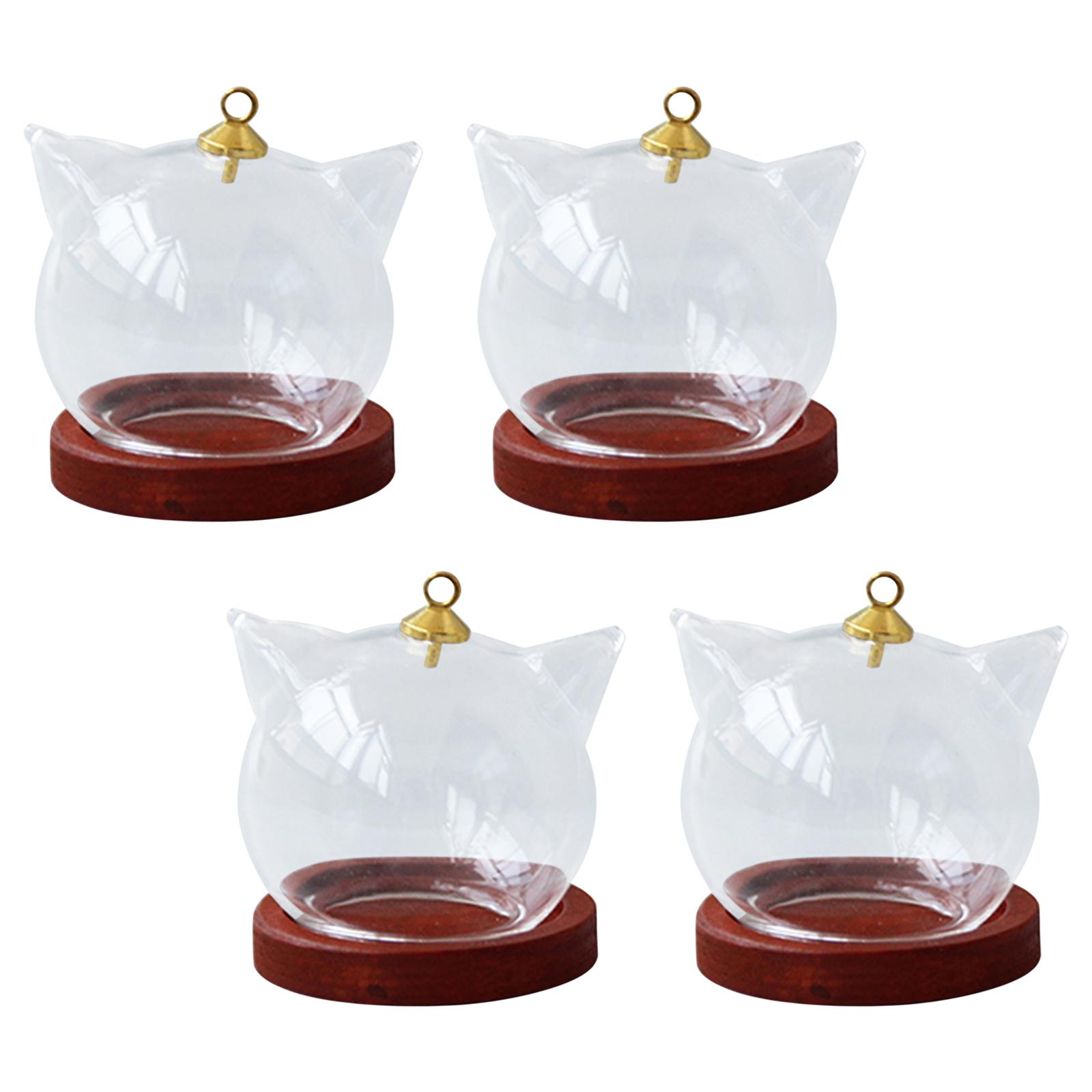 4 Pieces Dustproof Glass Cloche Dome, Vase Succulent Miniature Decorative Plants & Flowers Clear Glass Display Domes for Decor