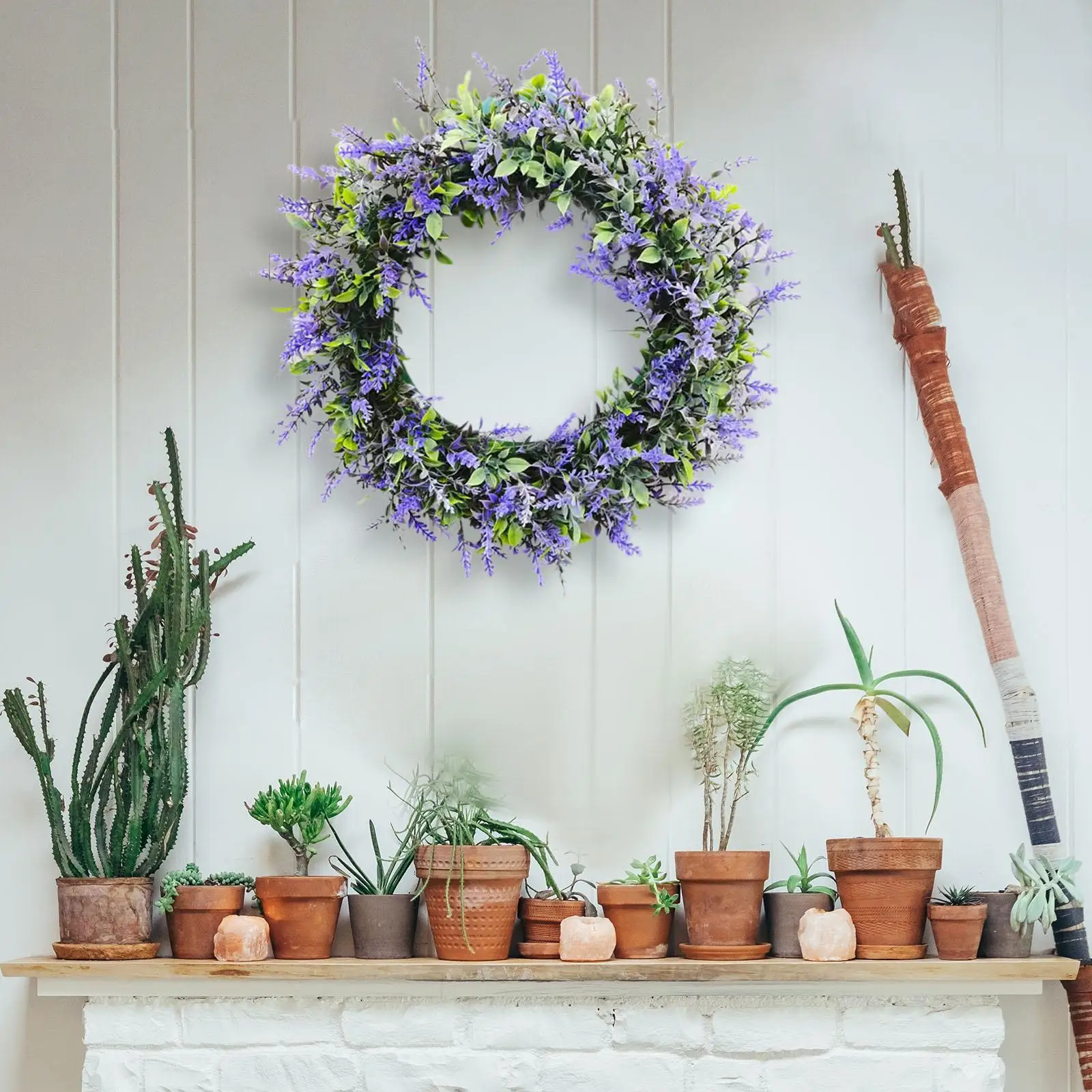 17`` Door Wreath Hanging Lavender for Front Door Party Silk Flower Garland