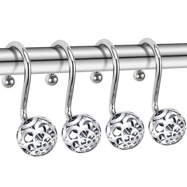 Ganci Per Tende Doccia In Acciaio Inox | 14 Pezzi | Con Rotelle A Sfera | Antiruggine E Facili Da Installare | Fino A 3 Kg