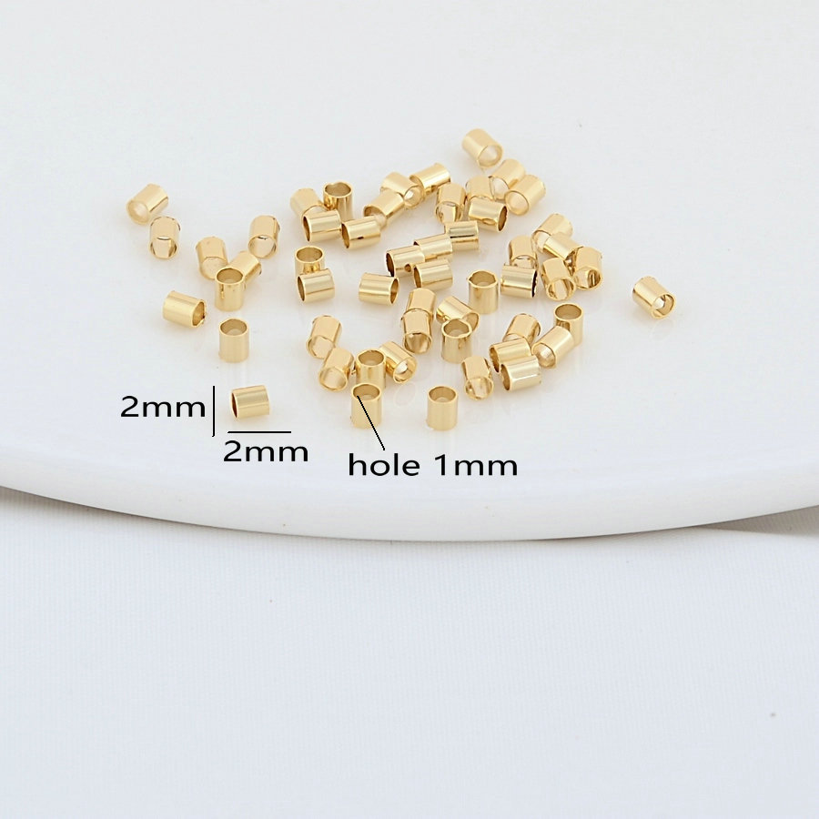 200 Stück Gold Farbe Rohr Crimp Ende Perlen Clip Falt stopper Stopper Spacer Perle für DIY Schmuck Herstellung liefert Crimp & End Perlen – Detail 3