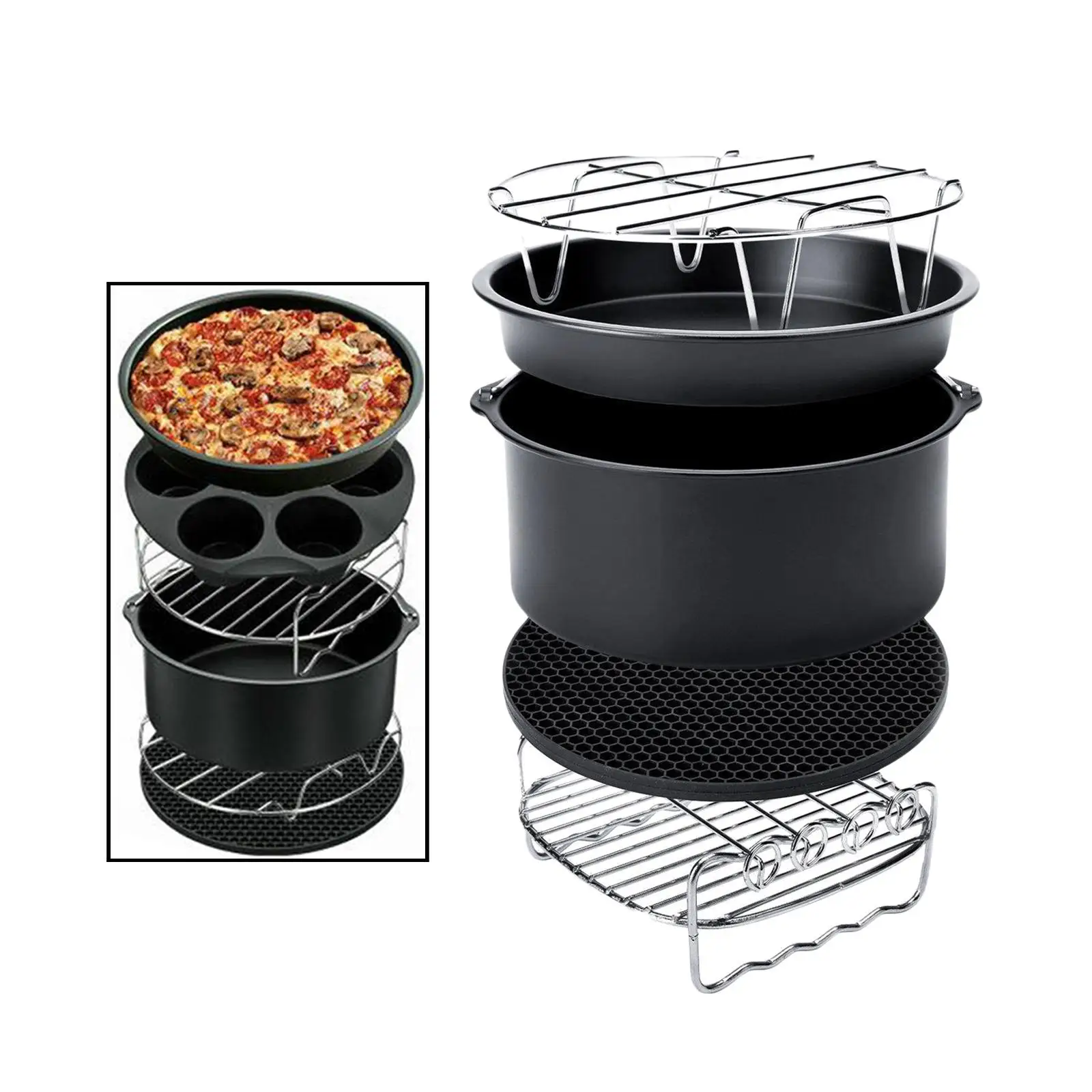 14pcs fryer Accessories 9 for 4.2-8QT Baking Basket Plate Grill Pot Kitchen Cooking Tool for Party