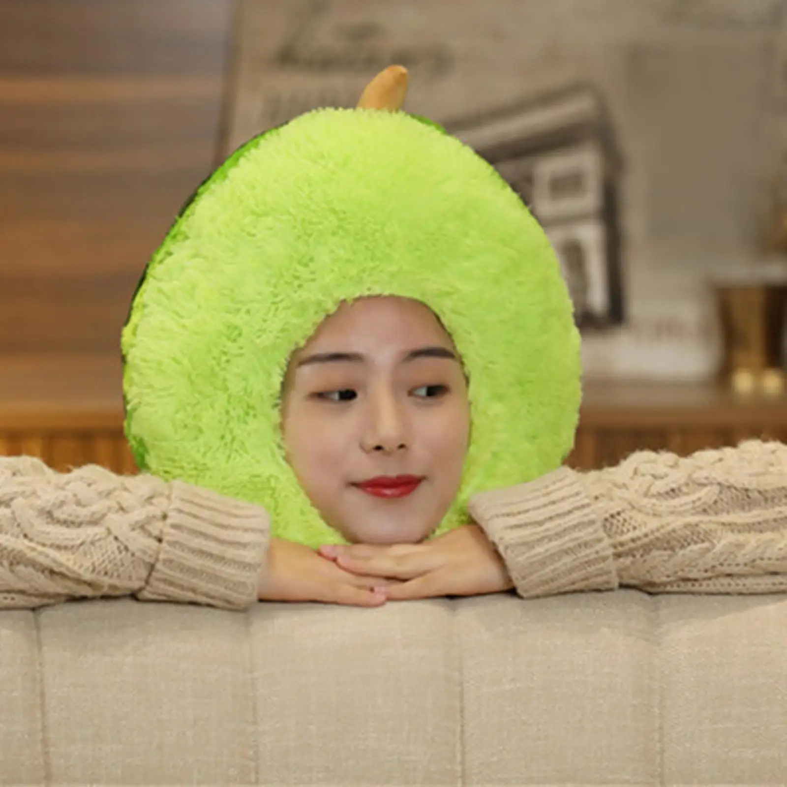 Funny Plush Fruit Headgear Hat Photo Props Stuffed Cap Sleeping Pillow Toy Cosplay Costume Accessory for Birthday Dress up Girls