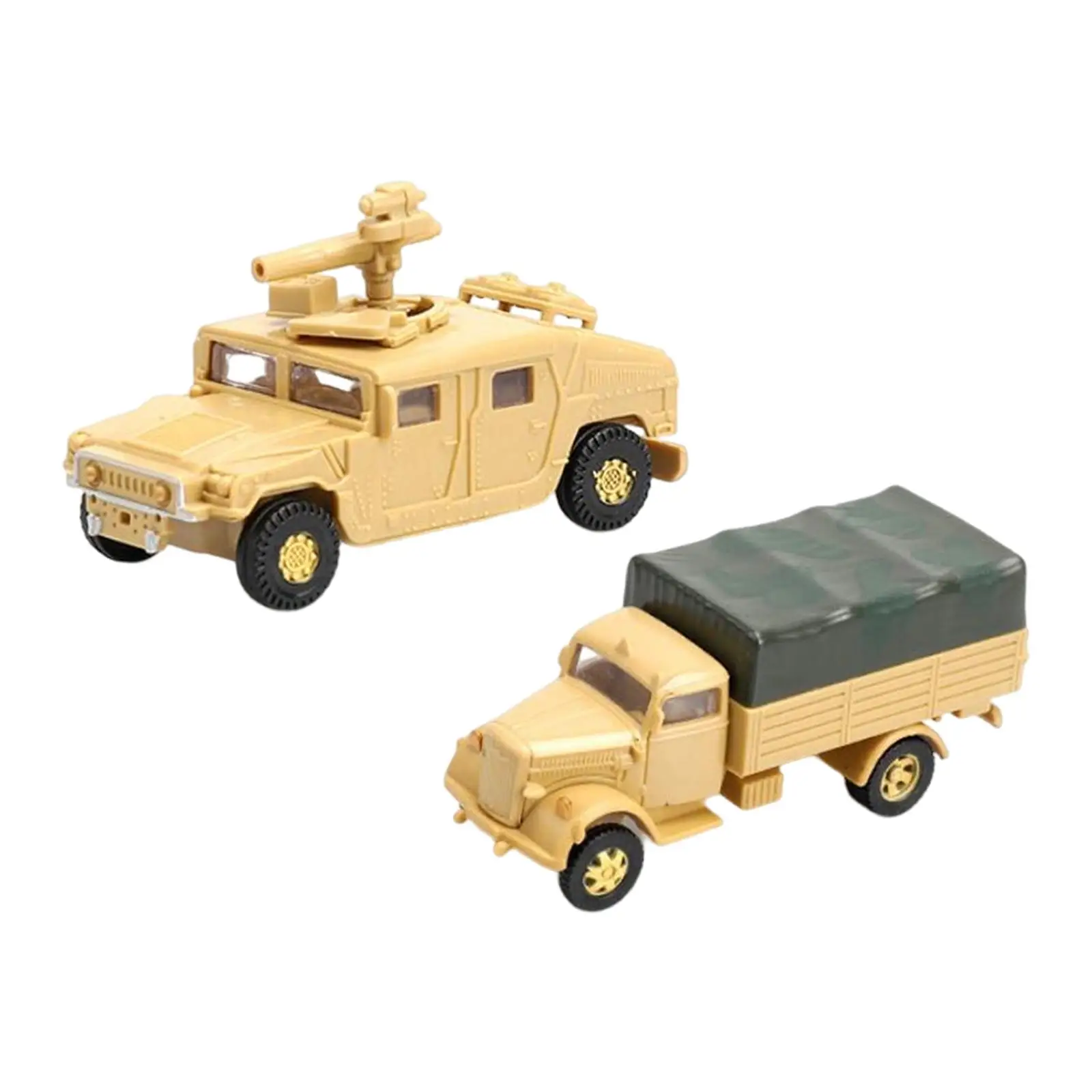 2 Pieces 1:72 Assembly Model Toy Car Decorative Mini Pocket Size Play Models