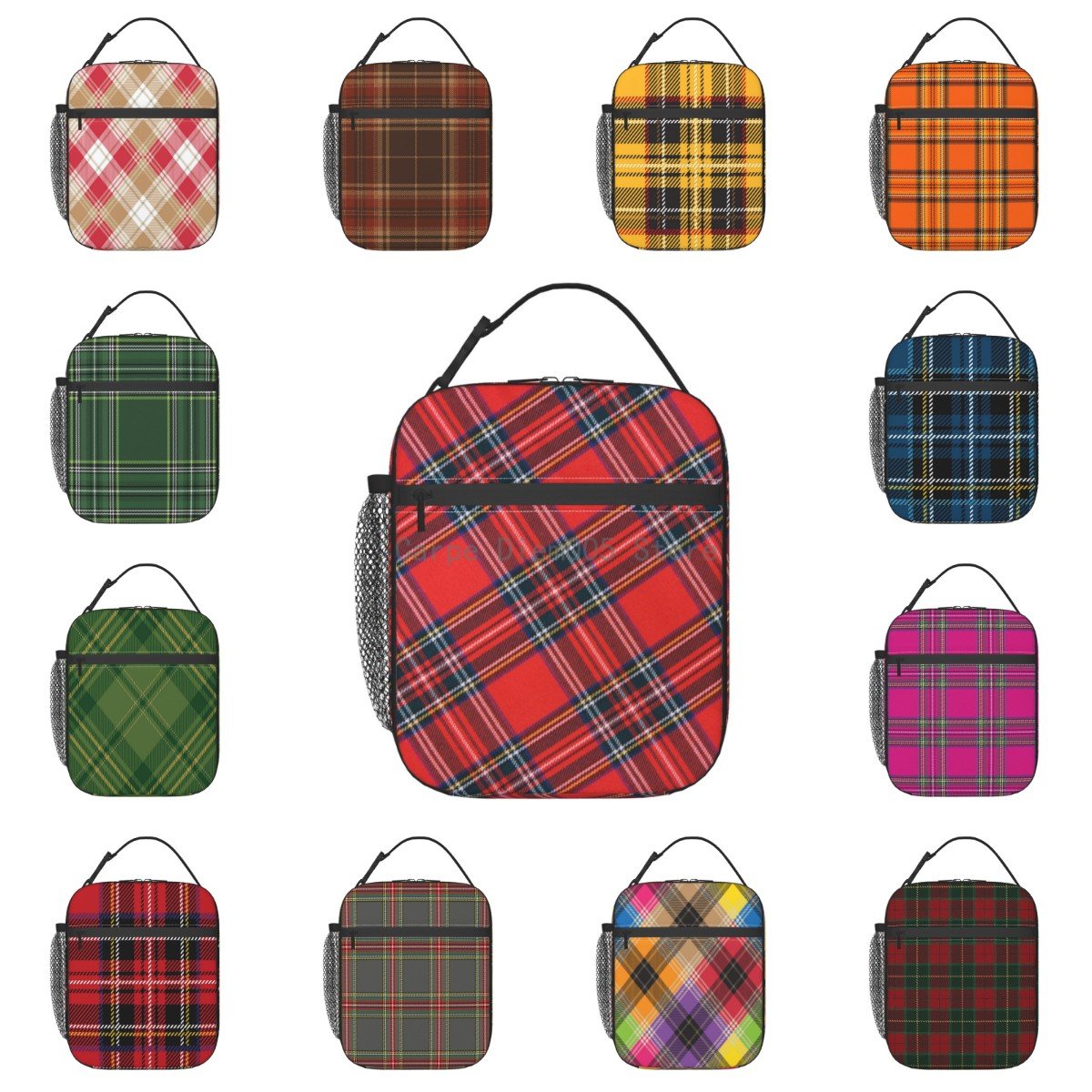 royal stewart tartan térmica isolado sacos de almoço feminino comic cartoon recipiente de almoço portátil para escola multifuncional caixa de alimentos