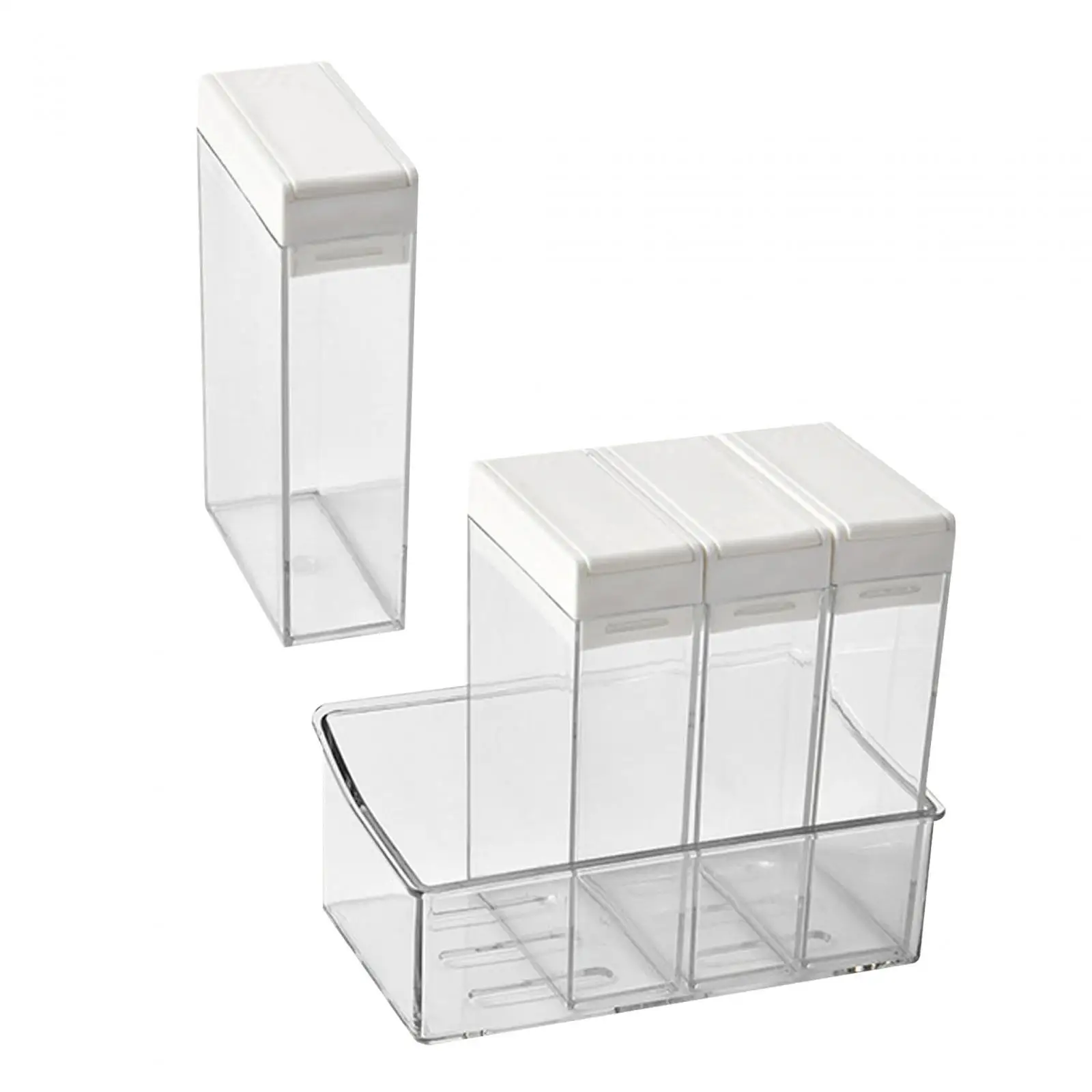 Spices Jars Pepper Powder Jars with Storage Tray Transparent for Countertop
