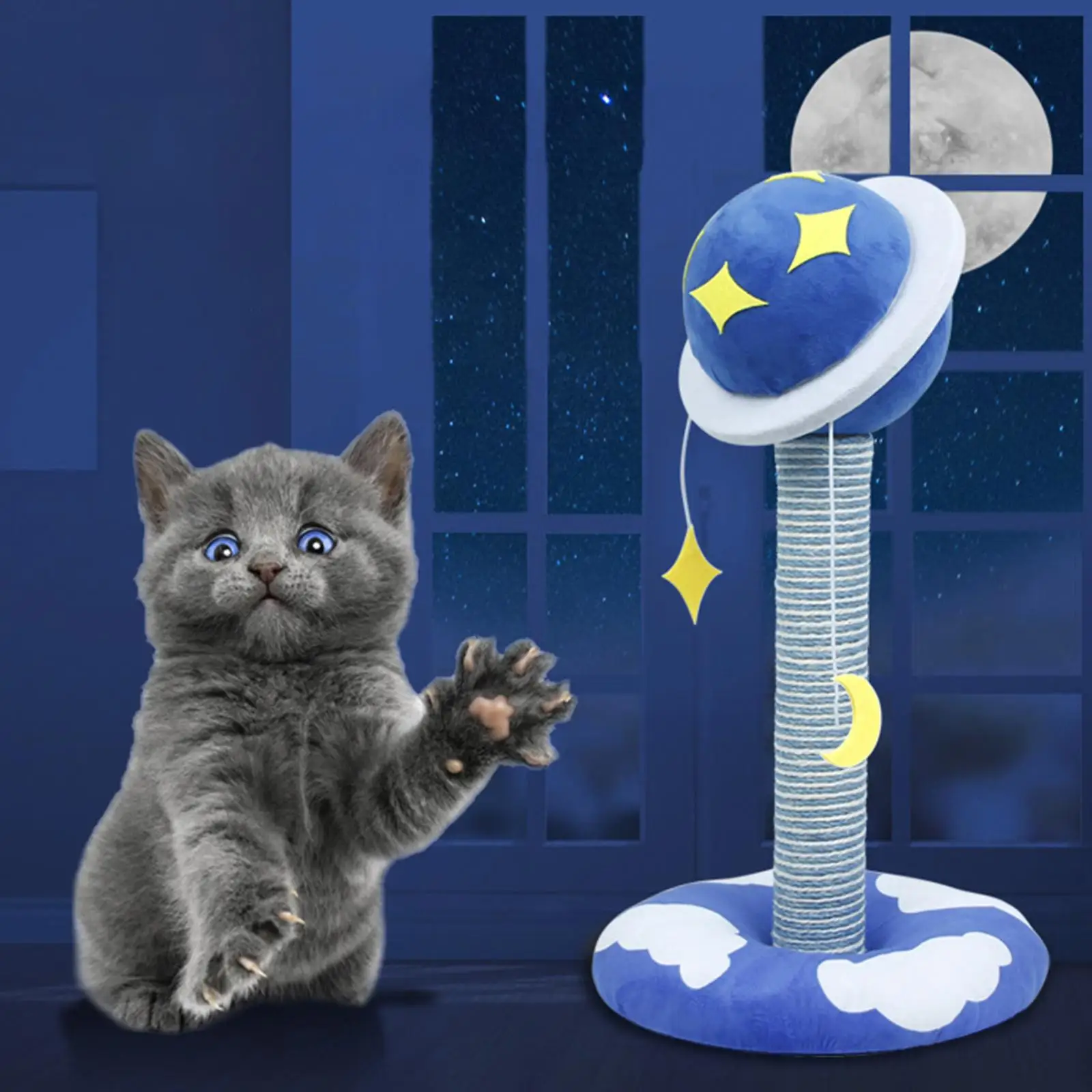 Funny Cat Scratching Post Scratcher Interactive Toy Wear Resistant Sisal Starry Sky Cats Climbing Frame for Exercise Training