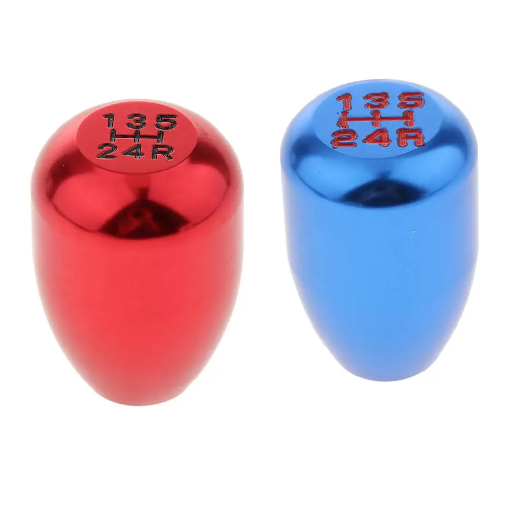 Car CNC Manual 5 Speed Shift Knob Shifter Lever with Adapter Blue+Red NEW