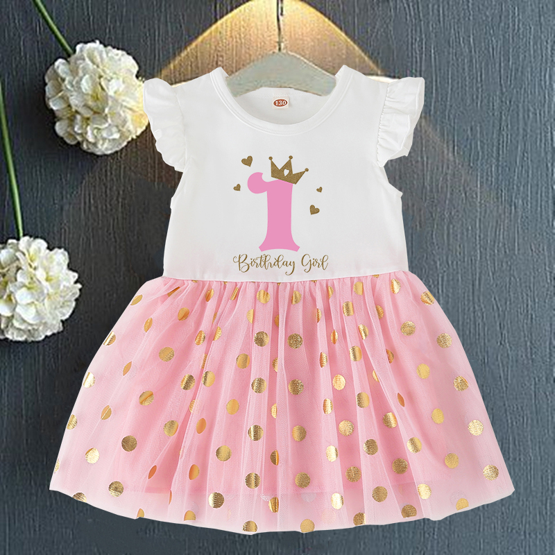 1-5Y Geburtstag Nummer Baby Kleine Mädchen Rosa Kleid Kinder Prinzessin Tutu Kleider Säuglings Outfits Kleinkind Mädchen Geburtstag Party Kleidung – Detail 2