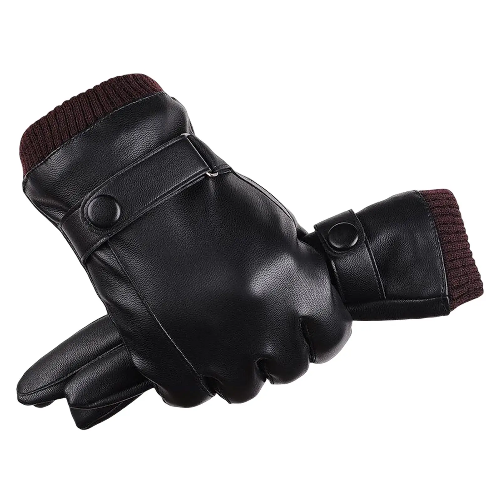 Men Women Winter Gloves PU Leather Touchscreen Texting Winter Thermal Thick Lined Waterproof Warm Gloves for Riding