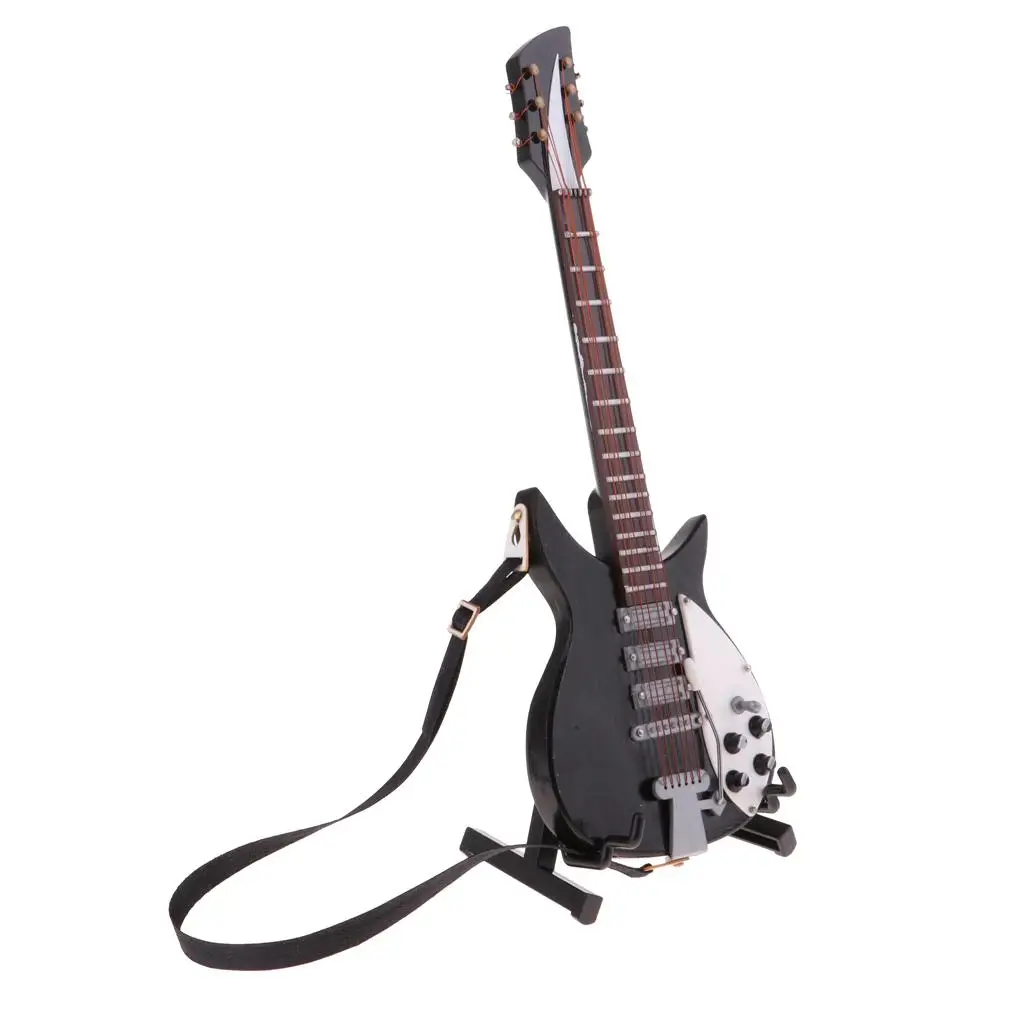 Miniature Musical Instrument Toys Stylish Electric Guitar Model With Display Stand & Storage Box 1/6 Scale Decoration Crafts