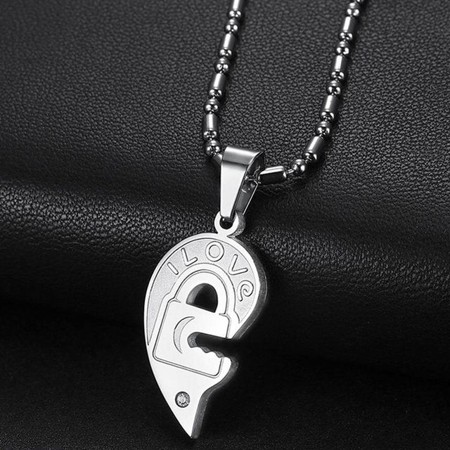 Source heart shape puzzle key pendant necklace meaning for couples jewelry  on m.