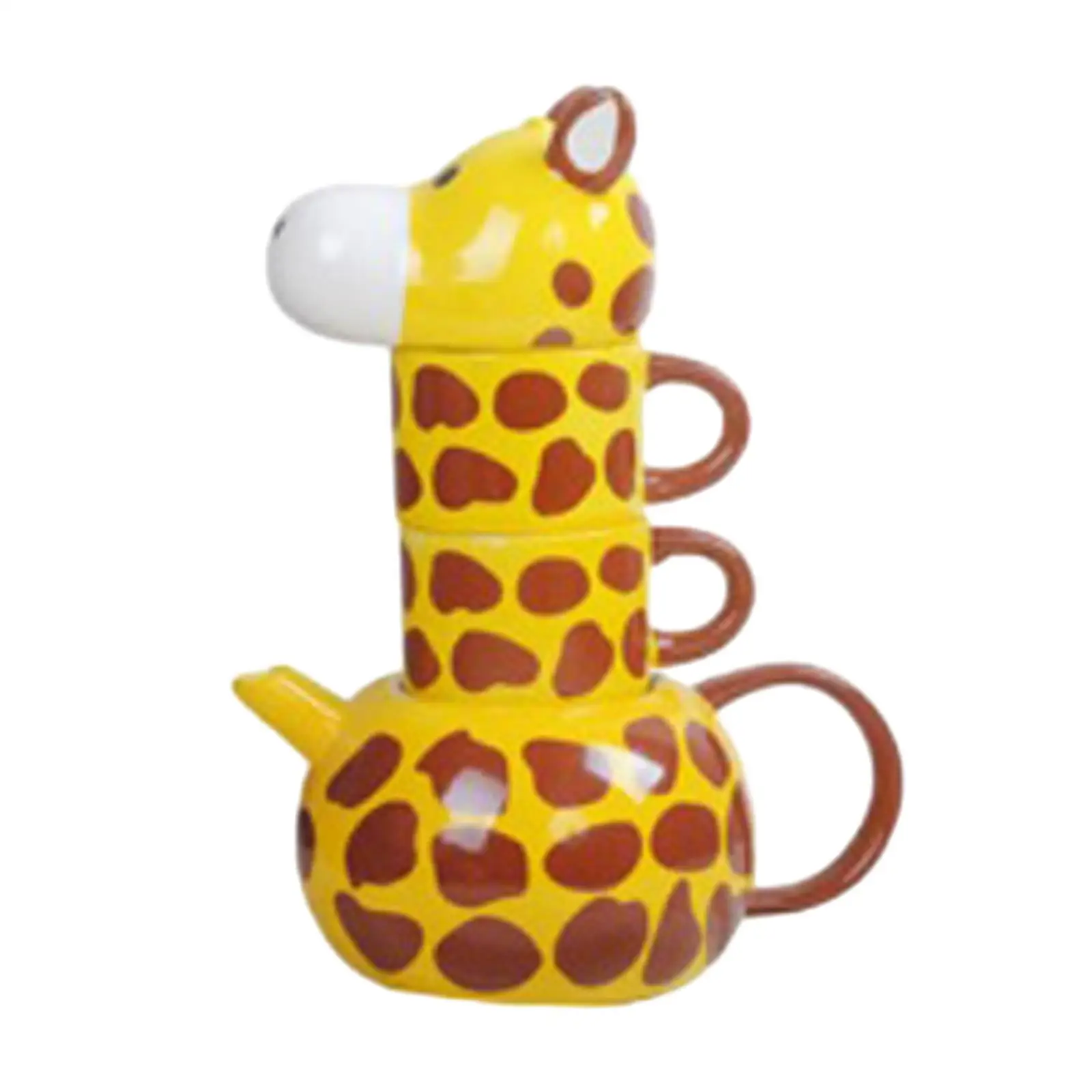 Cute Giraffe Ceramics Teapot Set Tea Mugs Milk Mug Kids Gifts Tea Set Porcelain for Adults Teacups for Office Home Desk Travel