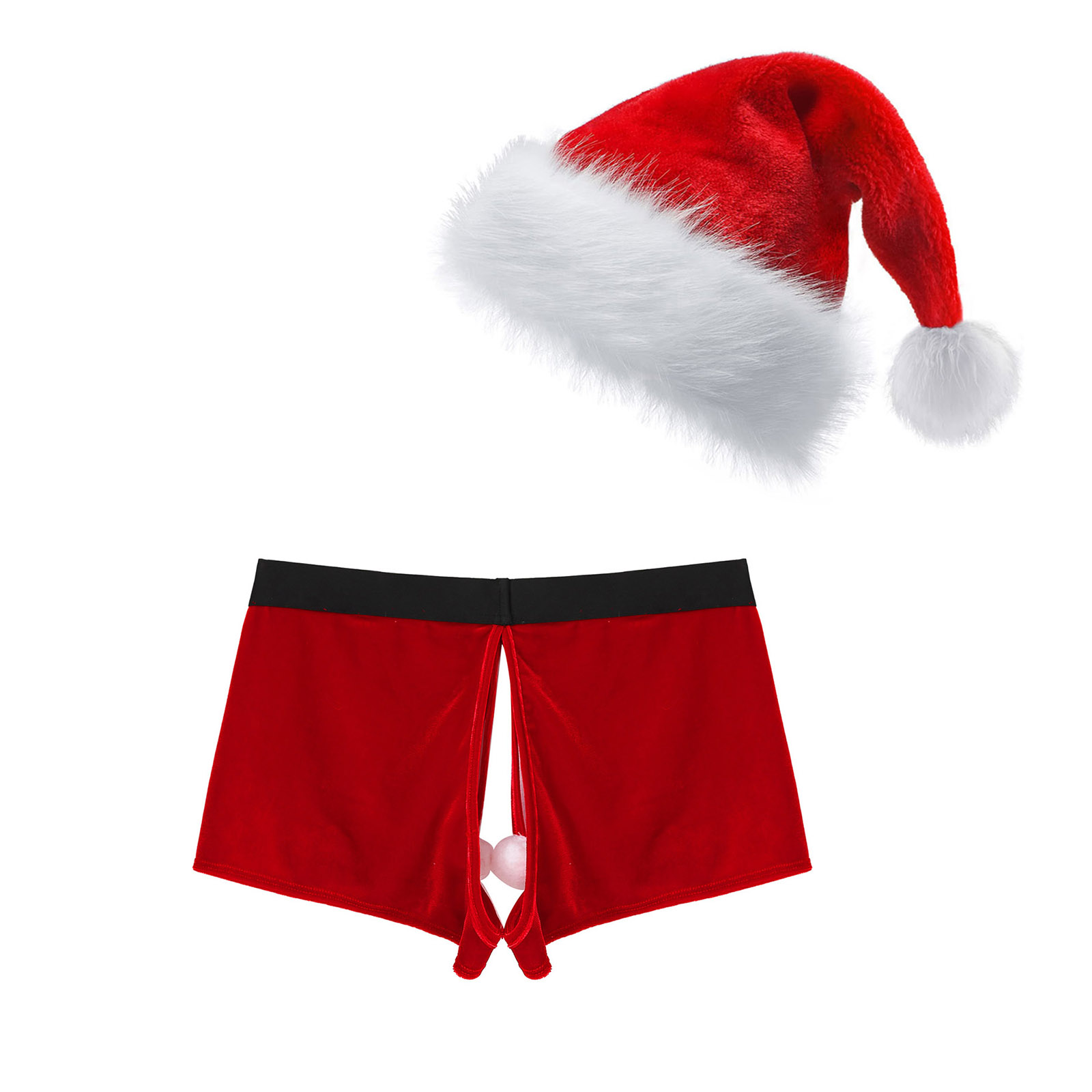 Männer Weihnachten Kostüm Sexy Dessous Set Elastischer Bund Santa Claus Boxer Briefs Shorts mit Hut Karneval Weihnachten Party Clubwear – Detail 30