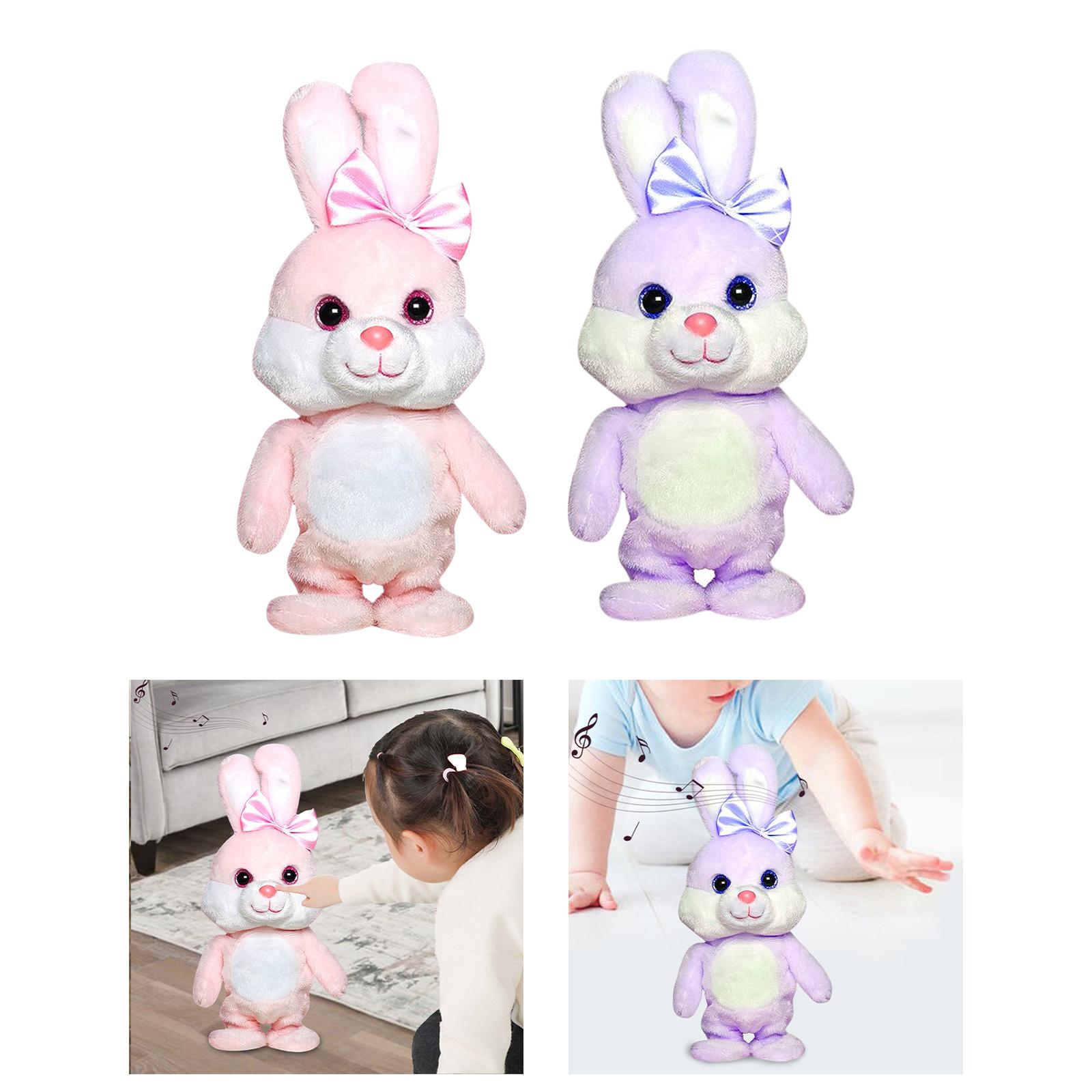 Cute Electric Plush Toy Rabbit Walking, Singing, Repeat Talk, and Recording for Home Decoration