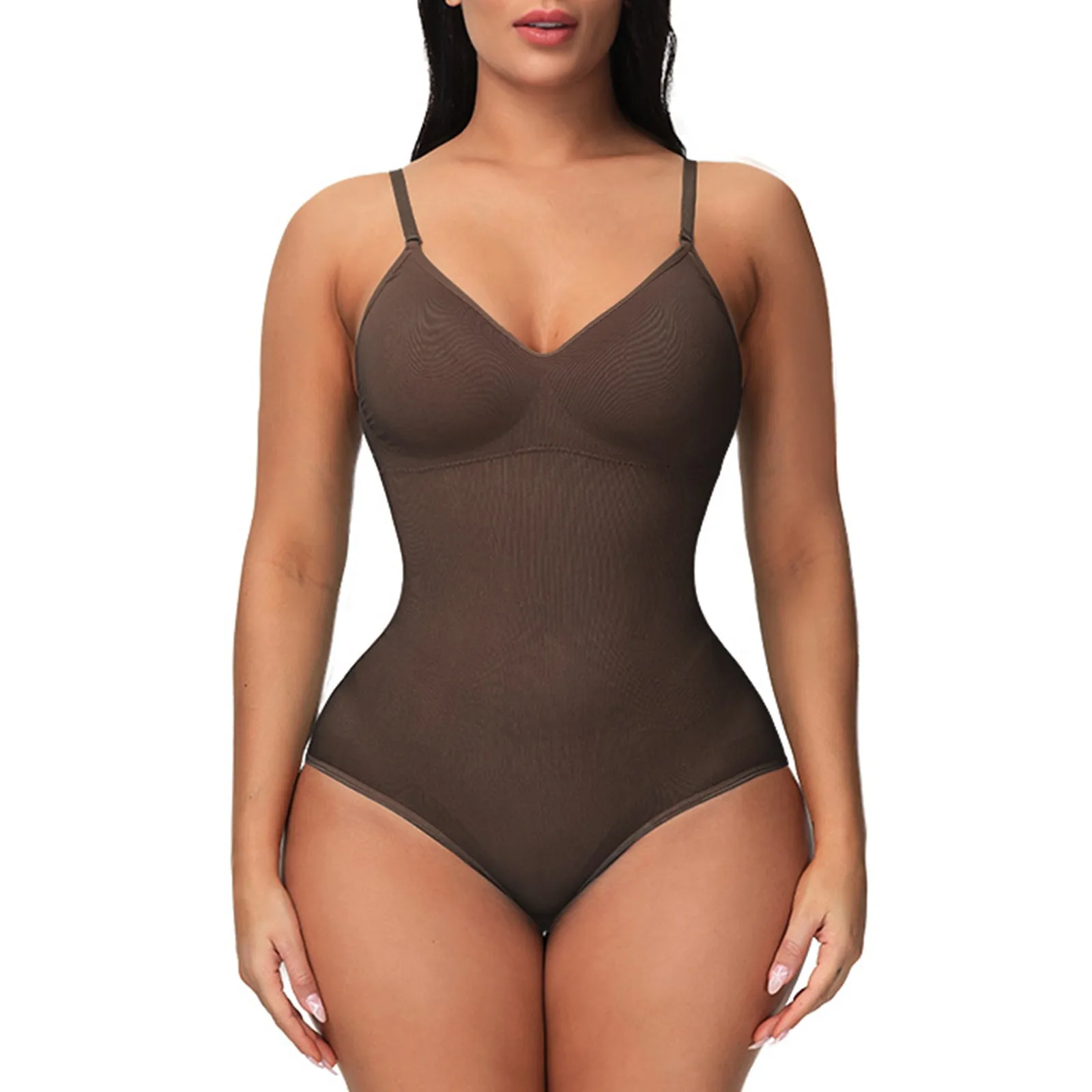 Seamless Shapewear Bodysuit For Women Tummy Control Butt Lifter Body Shaper Invisible Under Dress Slimming Strap Thong Underwear