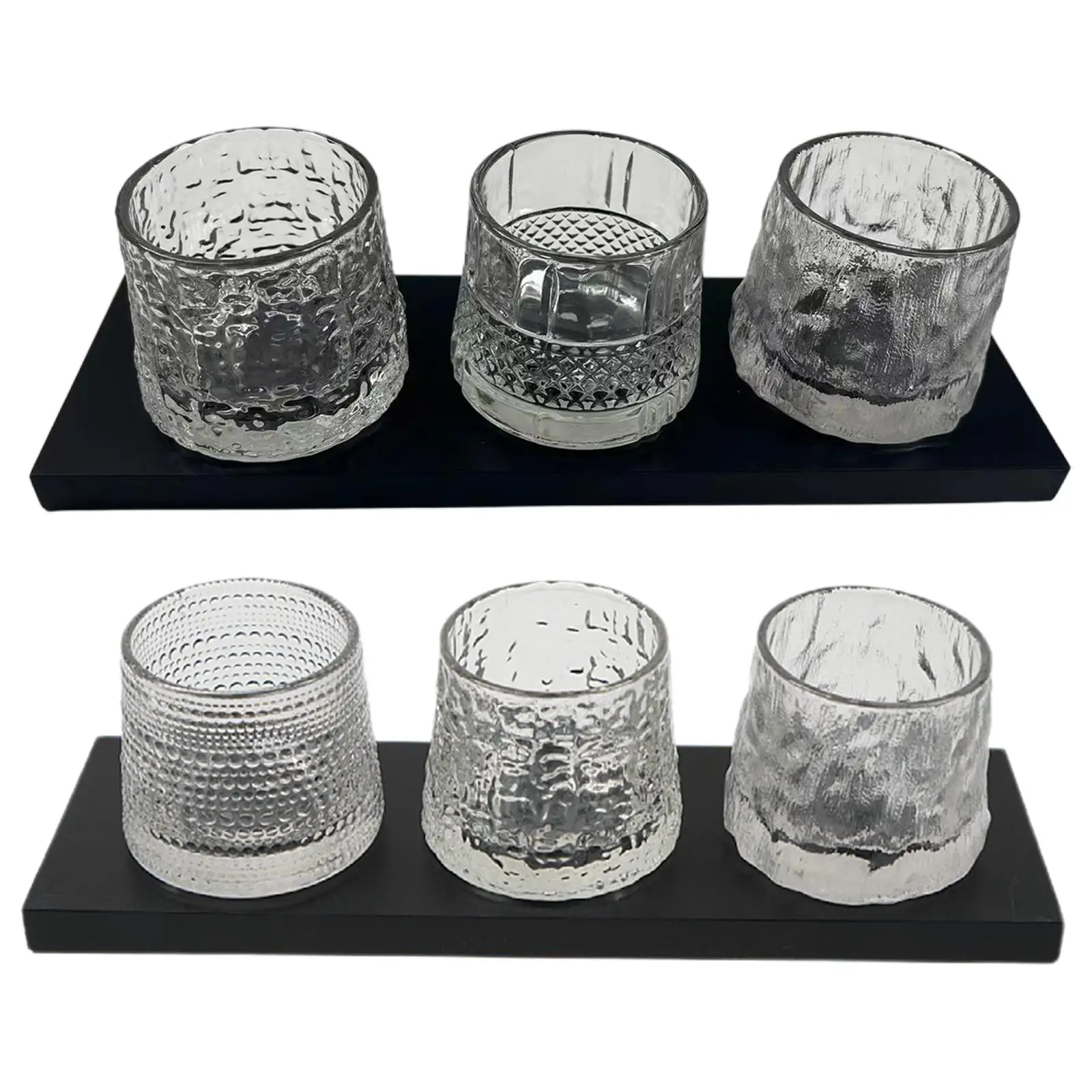Set of 3 Living Room Accessories Crystal Glass Candle Holders for Wedding Dining