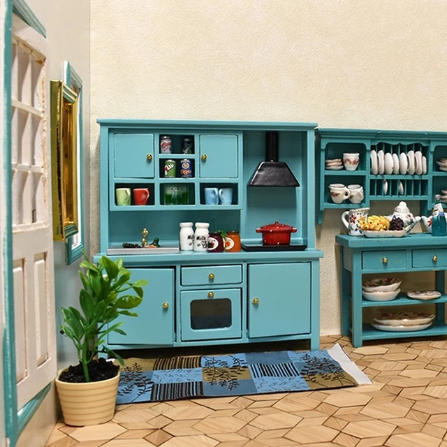 Ensemble de cuisine miniature personnalisé avec véritable cuisinière de  travail, évier, robinet, armoire, lampe