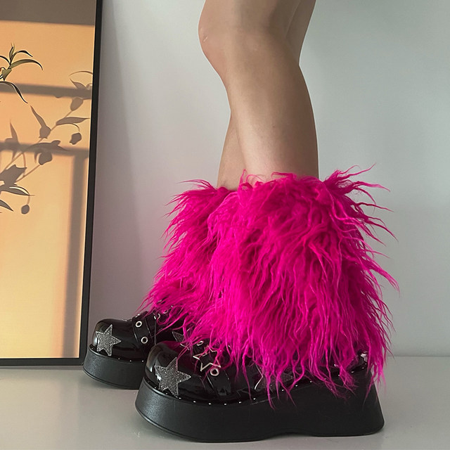 Pinkgarden Jambières En Peluche Pour Femme, Couvre-jambes Doux Et Sexy En Fourrure, Longueur De 40cm