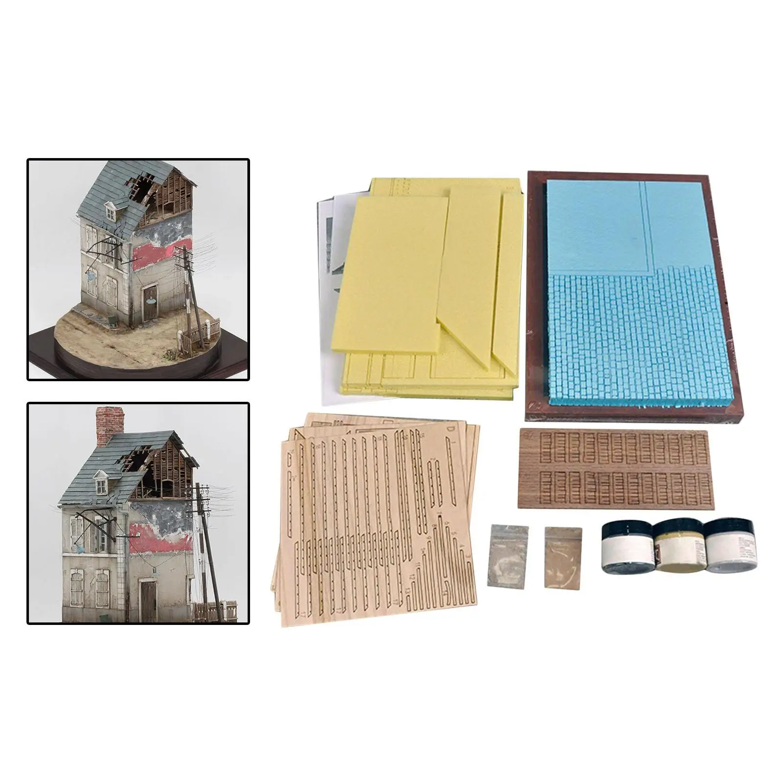 Unassembly 1/35 Building  Kits Ruins House Scene for Architecture 