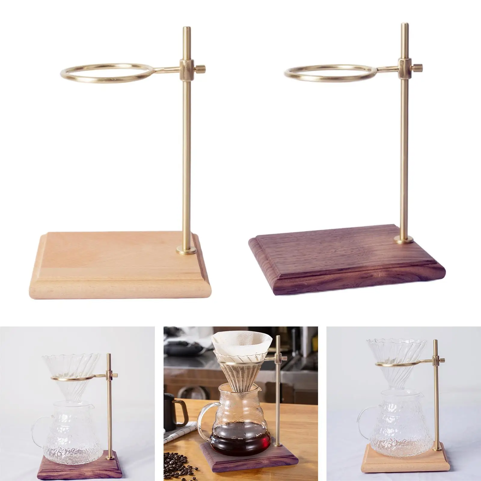 Coffee Dripper Stand Standing Wooden Base Detachable Rack Coffee Drip Coffee Stand Coffee Filter Holder for Kitchen Bar