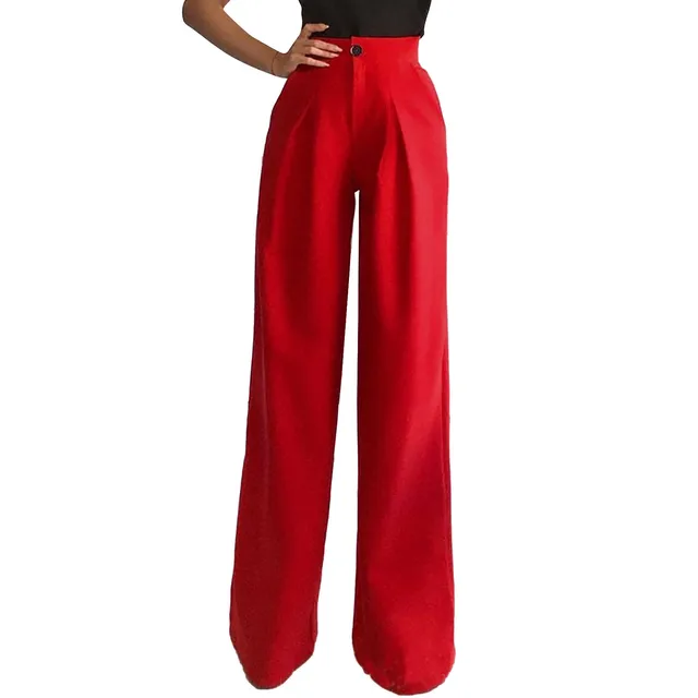2023 Spring and Autumn New High-waist Drape Wide-leg Pants Temperament  Ladies Casual Pants Red Trousers Thin Mopping Pants Women