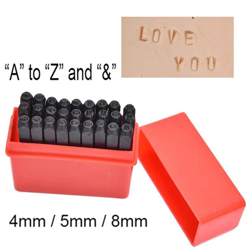 27-Piece LETTER with ``&`` Metal Stamp Punch set Tool Marker 4mm, 5mm, 8mm Options