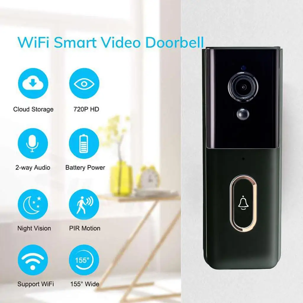 Video Doorbell Camera Simple Installation Motion Storage Via for Tuya