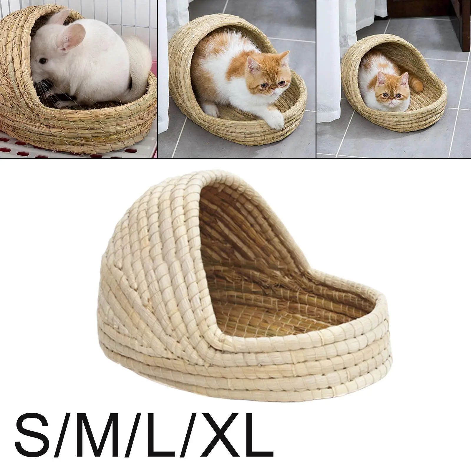 Handcraft Woven Rabbit Grass House Bed Small Animals Cage Straw Hamster Nest
