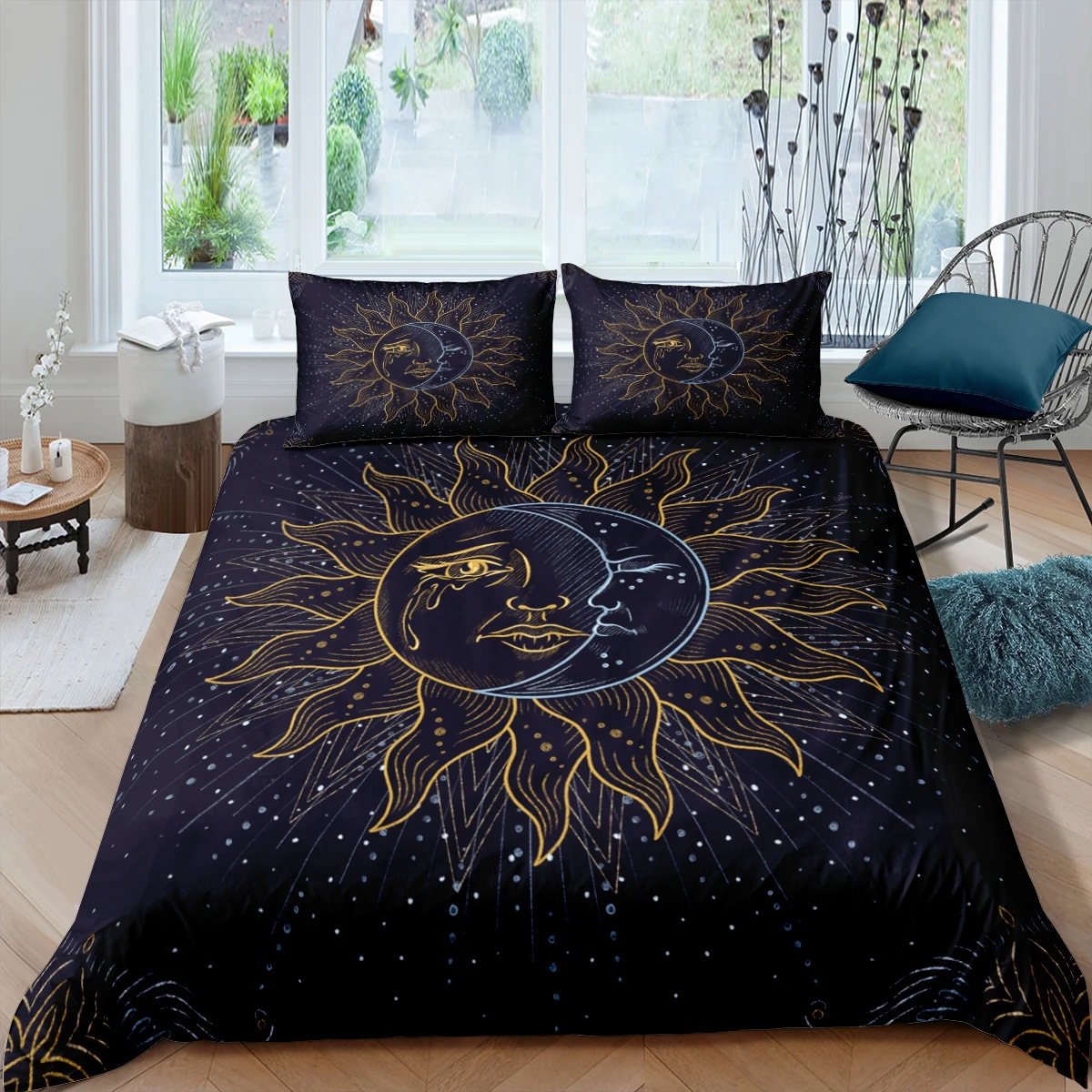 Home Textiles Luxury 3D Sun Moon Duvet Cover Set Pillowcase Tarot Bedding Set Queen and King Size Comforter Bedding Set