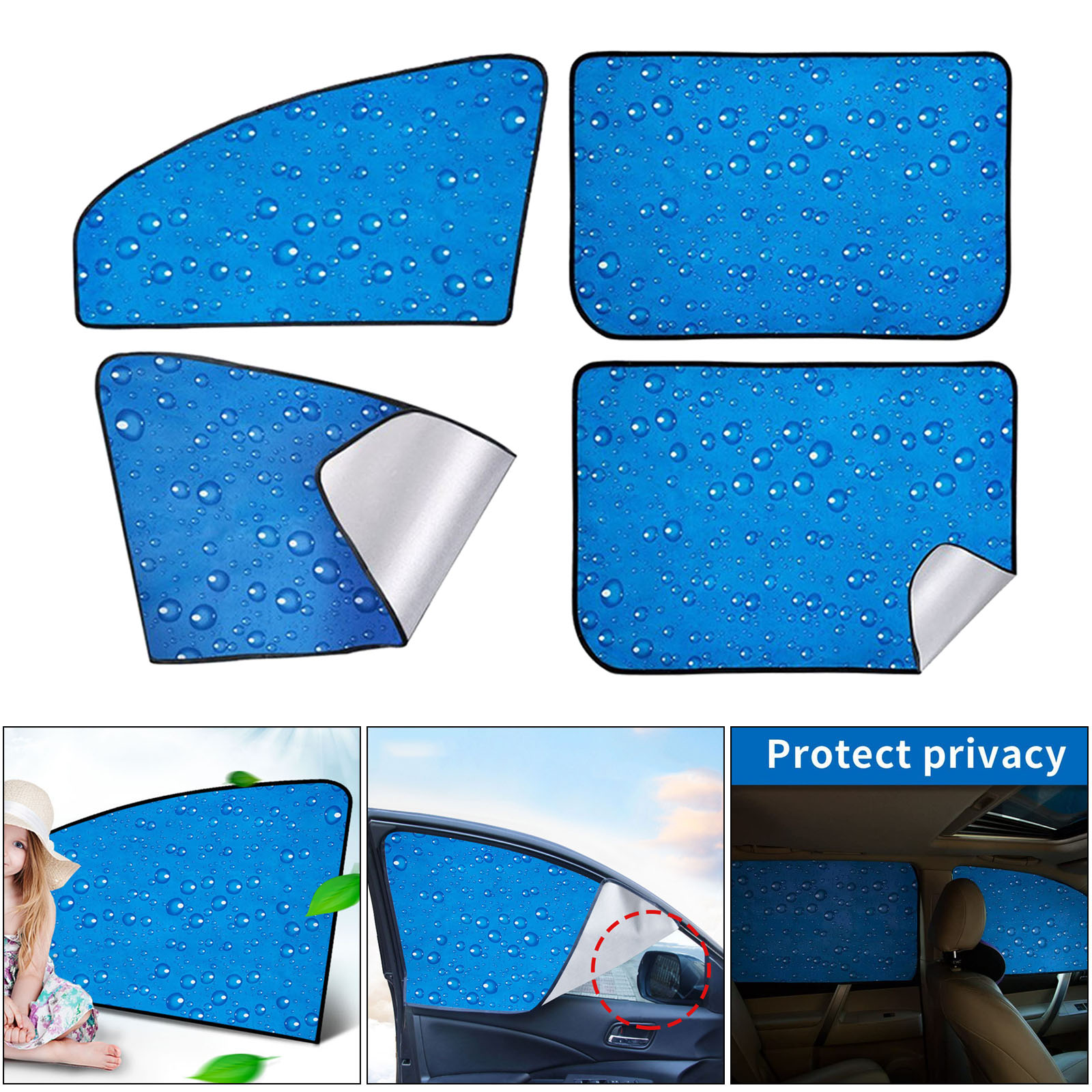 Set of 4 Car Magnetic Rear Front Side Window Sunshade Premium UV Protection