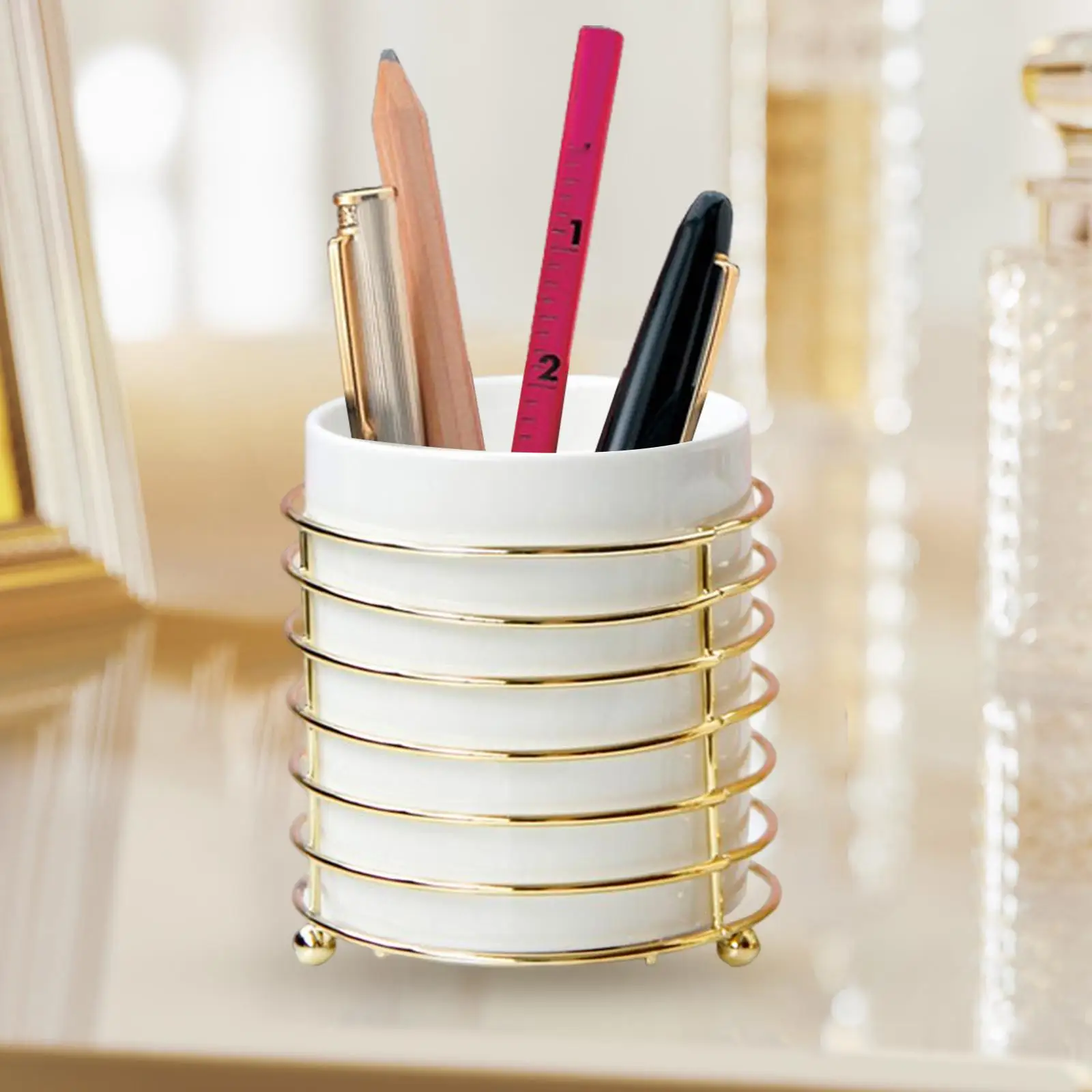 Modern Jewelry Makeup Brush Holder Container Candle Cup Desktop Storage Cup for Lipstick Pencil Pen Eyeliners Bedroom Study Room