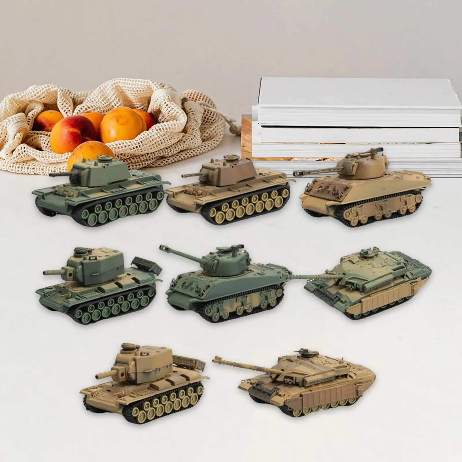 8 Pieces 1:72 Scale Static Tanks Collectibles Toys for Beginners