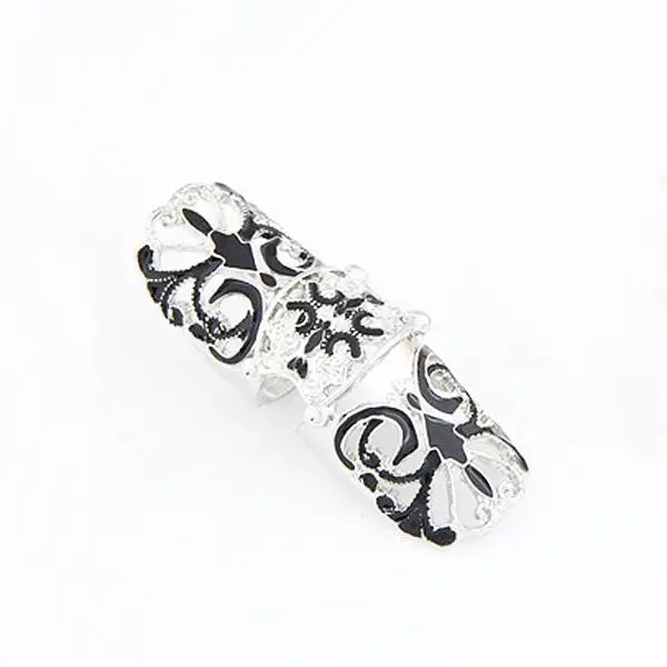 Punk Gothic Full Finger Hinged Long Ring Knuckle Armor Rings Hollow