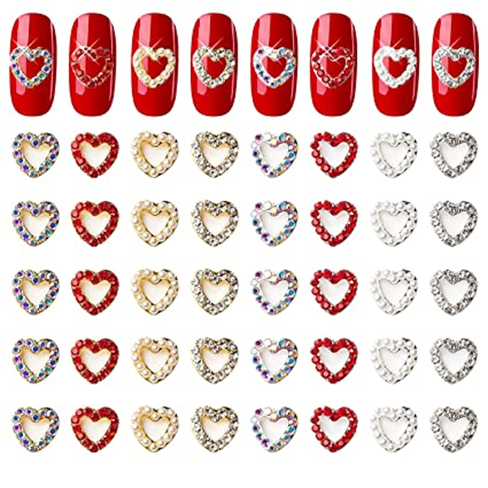 Best of 10pcs Silver Heart Alloy Nail Art Charm 3D Sailor Metal Diamond Pearl Hollow Heart Love Nail Jewelry Luxury Nail Accessories Reviews & Tips