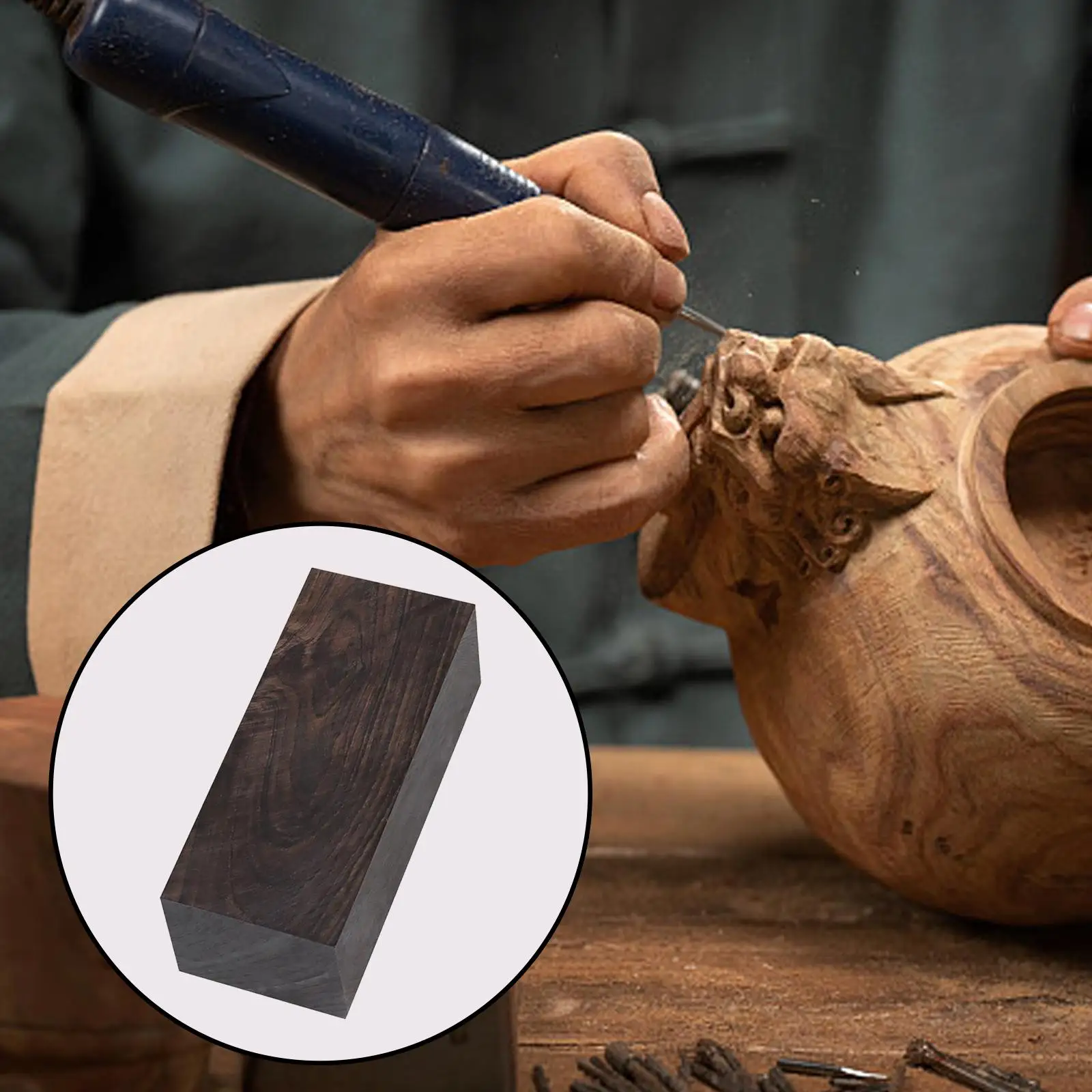 Block Ebony Lumber Wood DIY Blank  Handle Carving